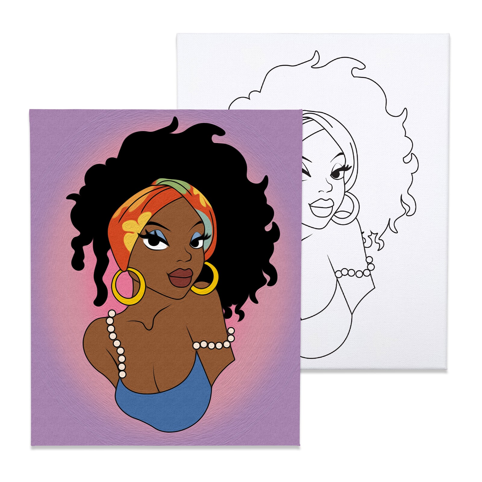 Afro Queen Paint Party Kits Pre Drawn Canvas Paint and Sip for Adults