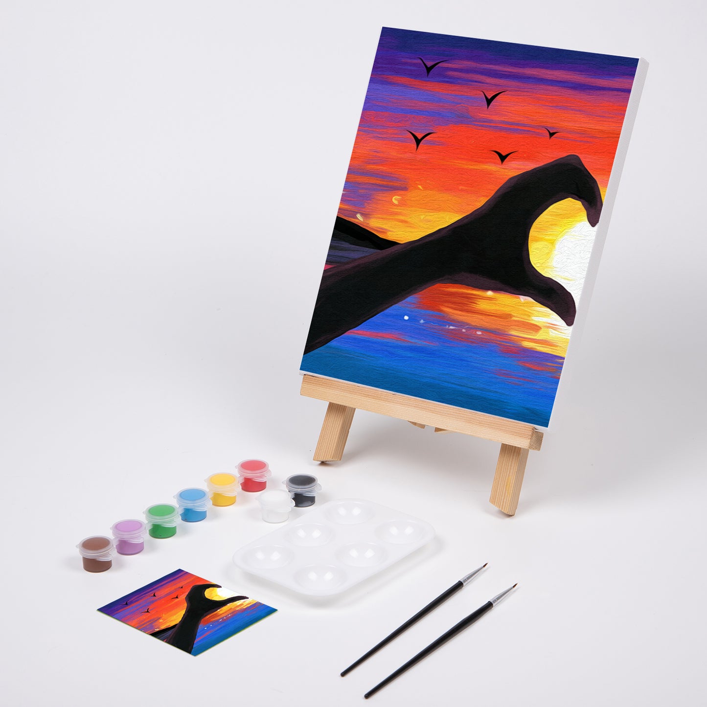 Sunset Heart Paint Party Kits Pre Drawn Canvas Paint and Sip for Adults