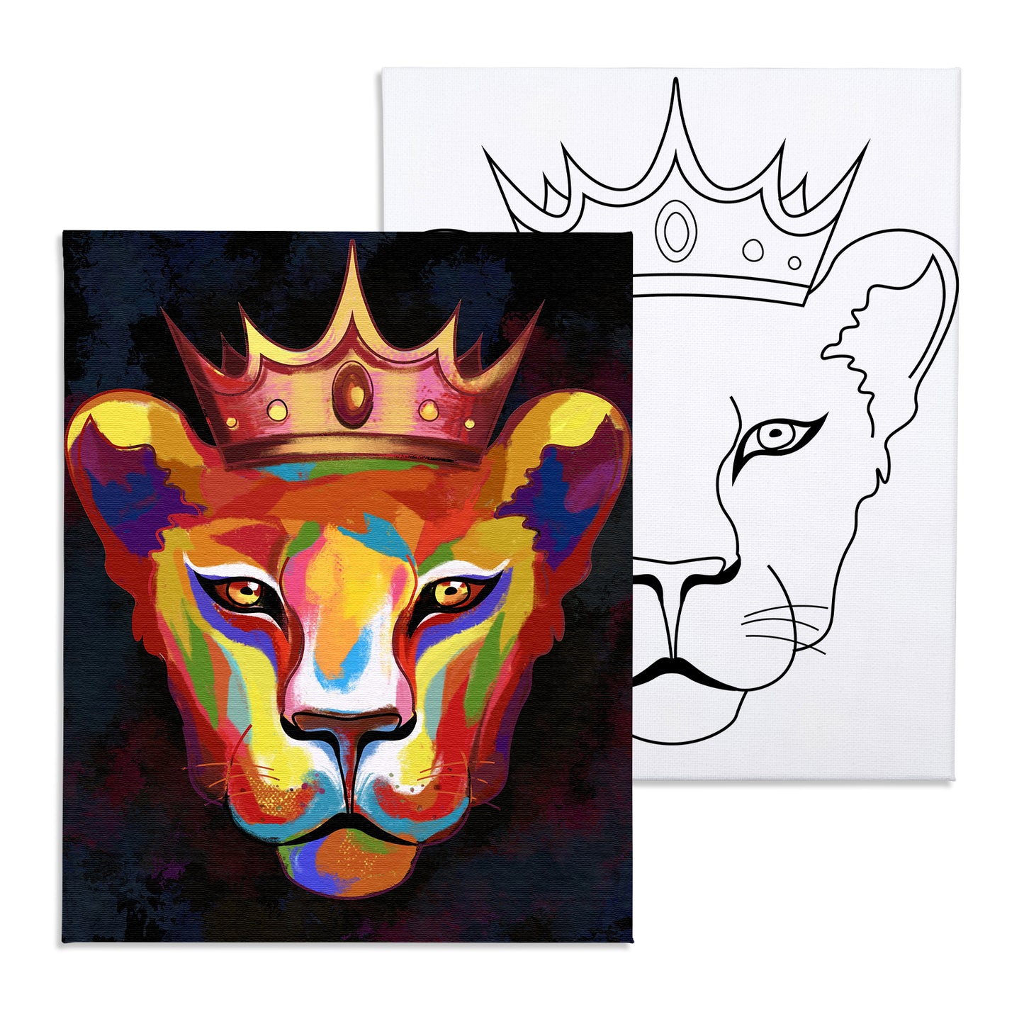 Lion Queen Paint Party Kits Pre Drawn Canvas Paint and Sip for Adults