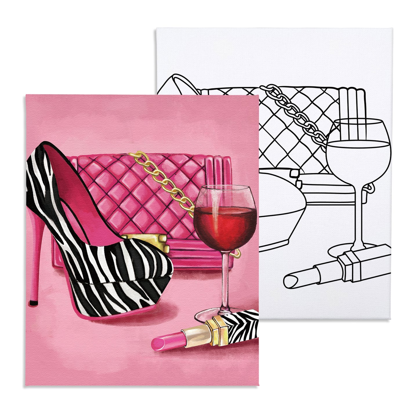 Heels and Bag Paint Party Kits Pre Drawn Canvas Paint and Sip for Adults
