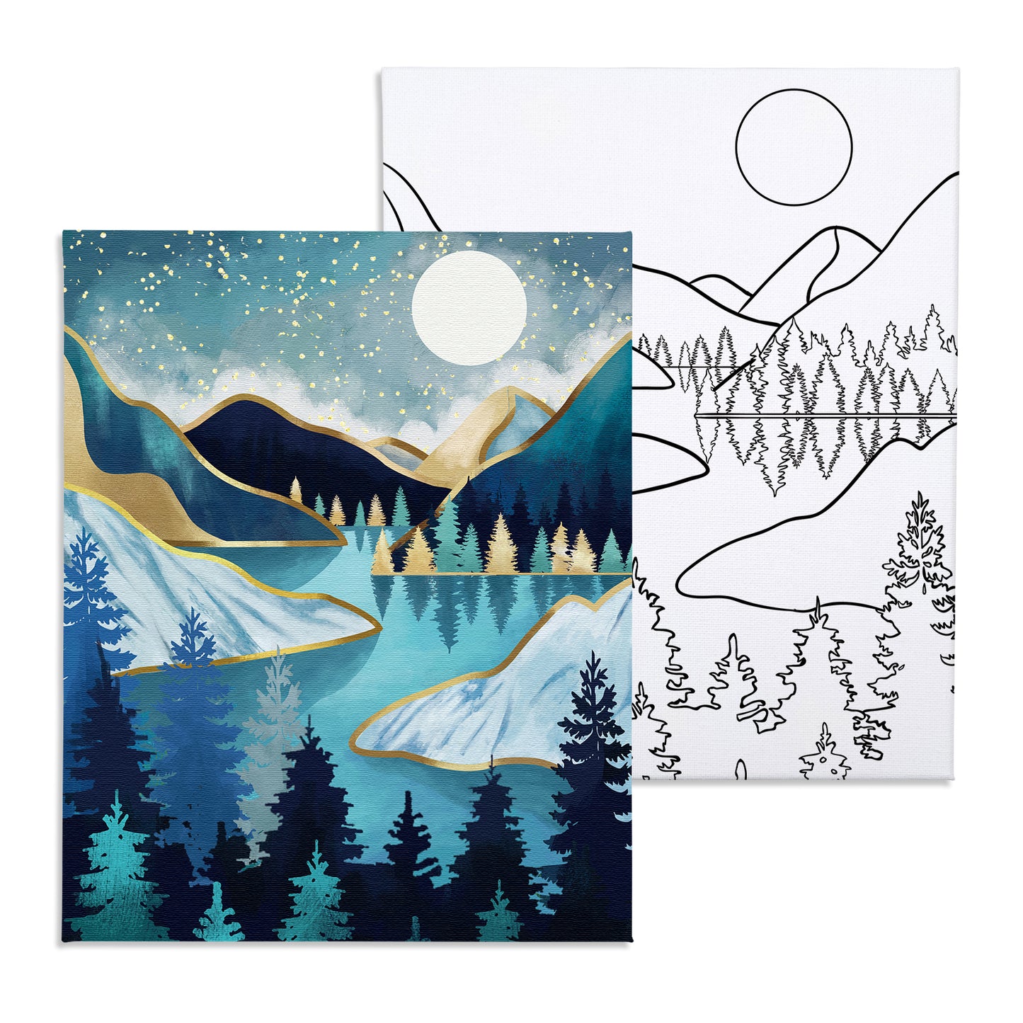 Moon Night Paint Party Kits Pre Drawn Canvas Paint and Sip for Adults