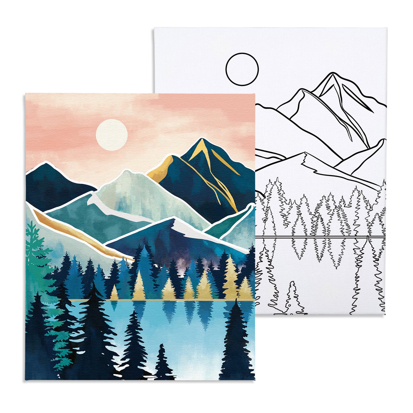 Moon Night Paint Party Kits Pre Drawn Canvas Paint and Sip for Adults