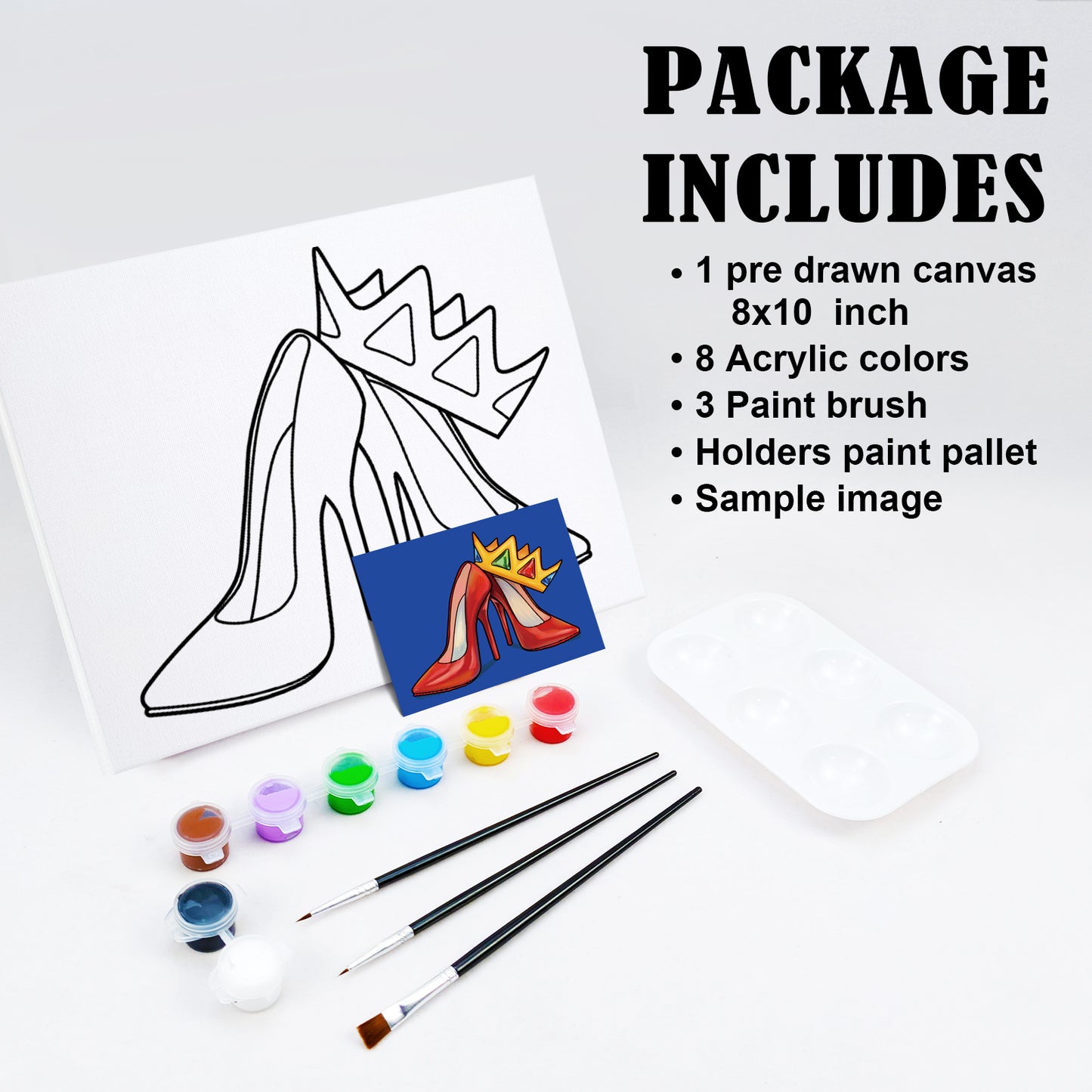High Heel and Crown Paint Party Kits Pre Drawn Canvas Paint and Sip for Adults