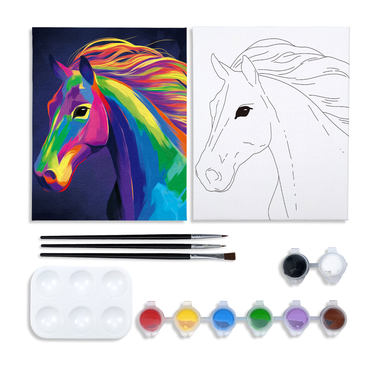 Horse Paint Party Kits Pre Drawn Canvas Paint and Sip for Adults