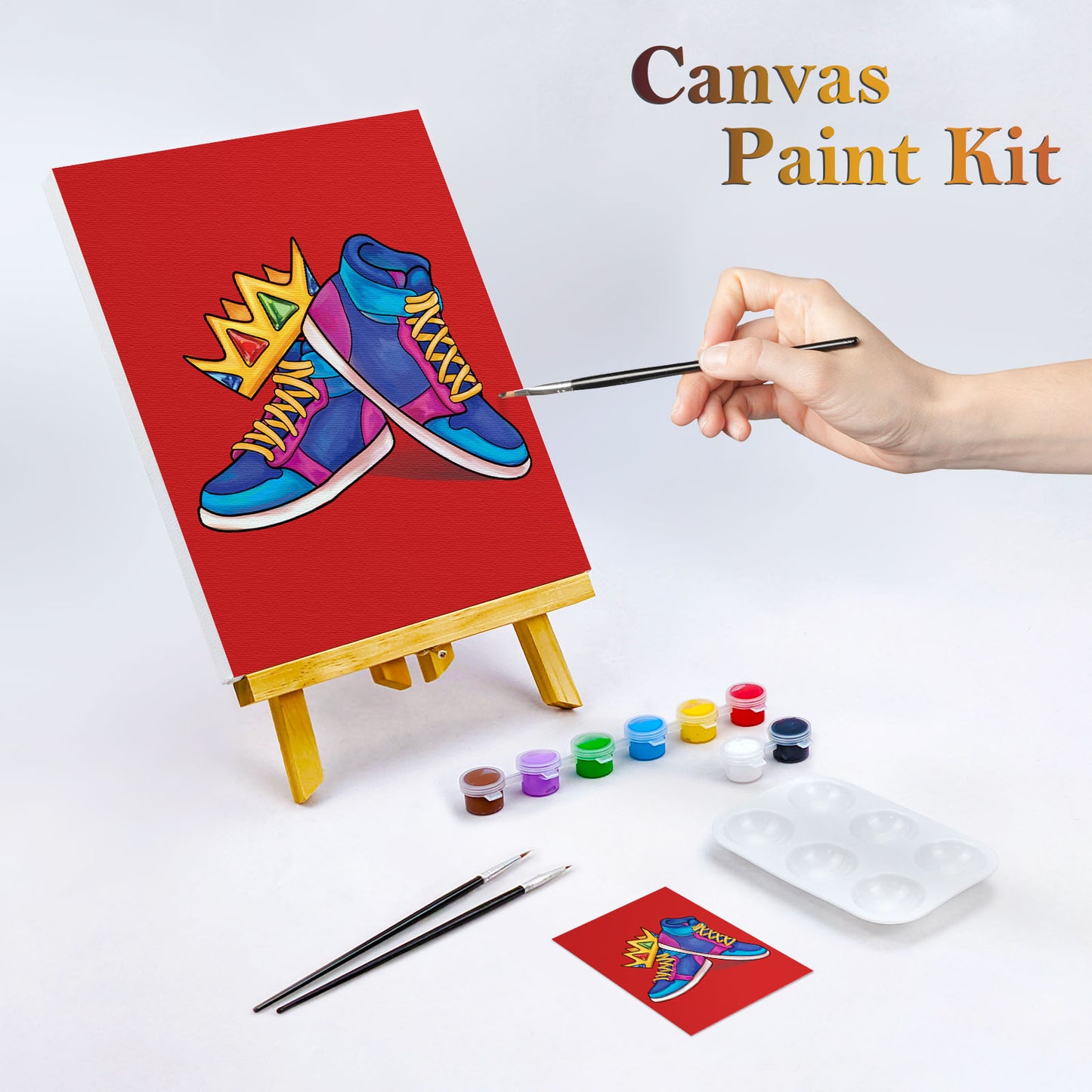 Crown Sneakers Paint Party Kits Pre Drawn Canvas Paint and Sip for Adults