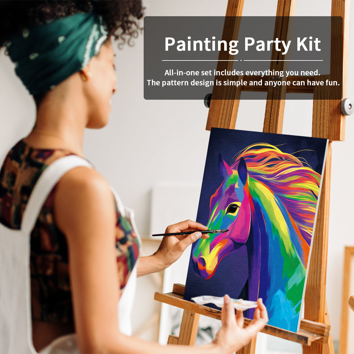 Horse Paint Party Kits Pre Drawn Canvas Paint and Sip for Adults