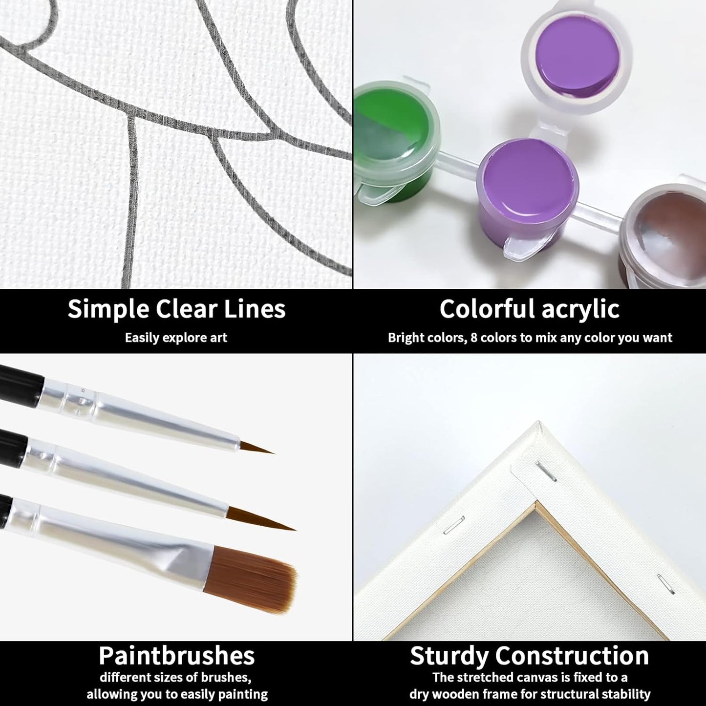VOCHIC Sip and Paint Kit,Pre Drawn Canvas Couples Paint Party Kit Painting Art Set for Adults Date Night Sunset Heart 2 Pack (8 x 10 Inches)