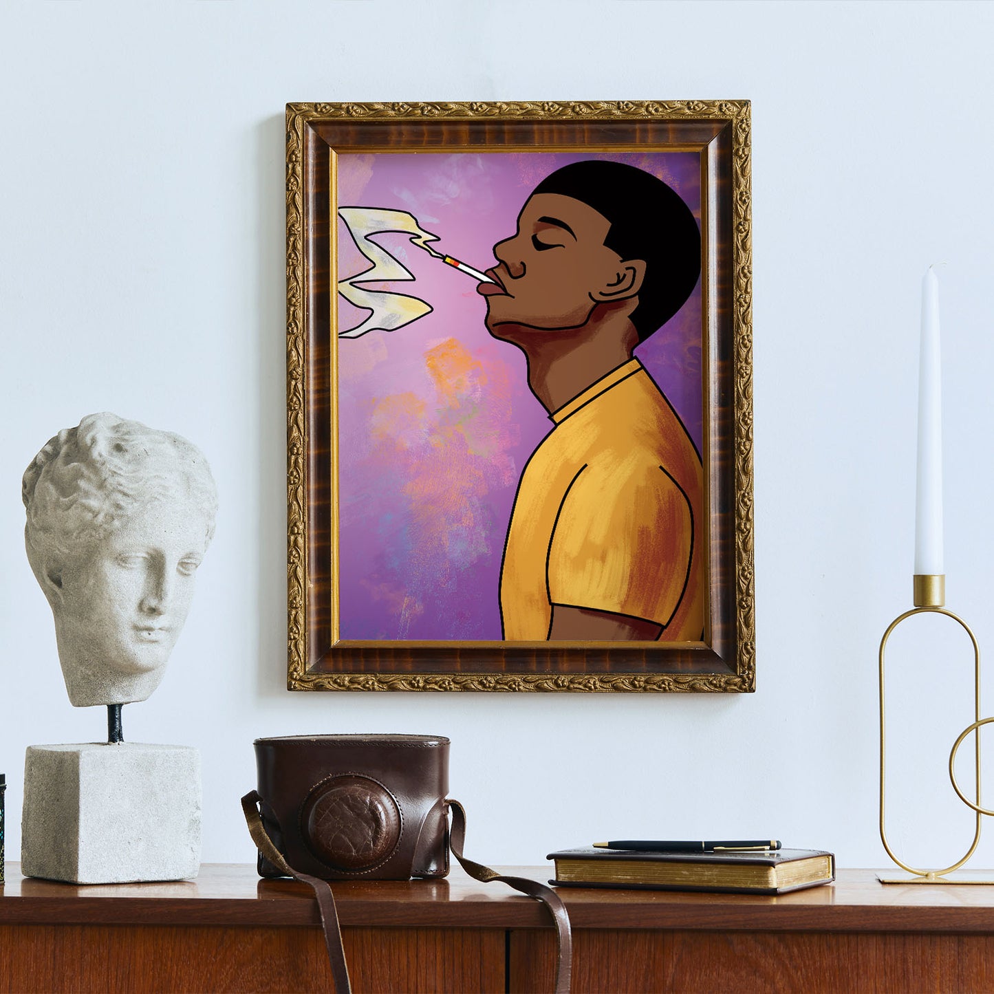 African American Boy Paint Party Kits Pre Drawn Canvas Paint and Sip for Adults