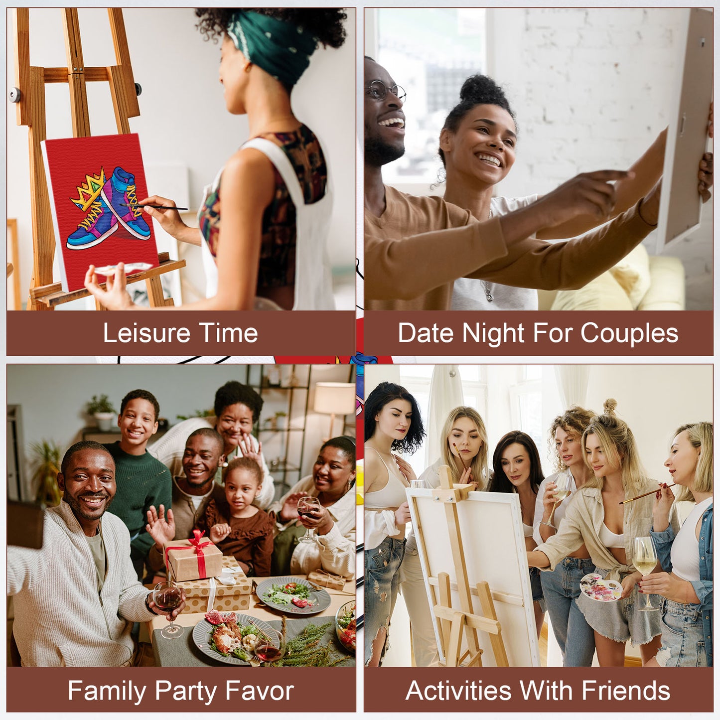 Crown Sneakers Paint Party Kits Pre Drawn Canvas Paint and Sip for Adults