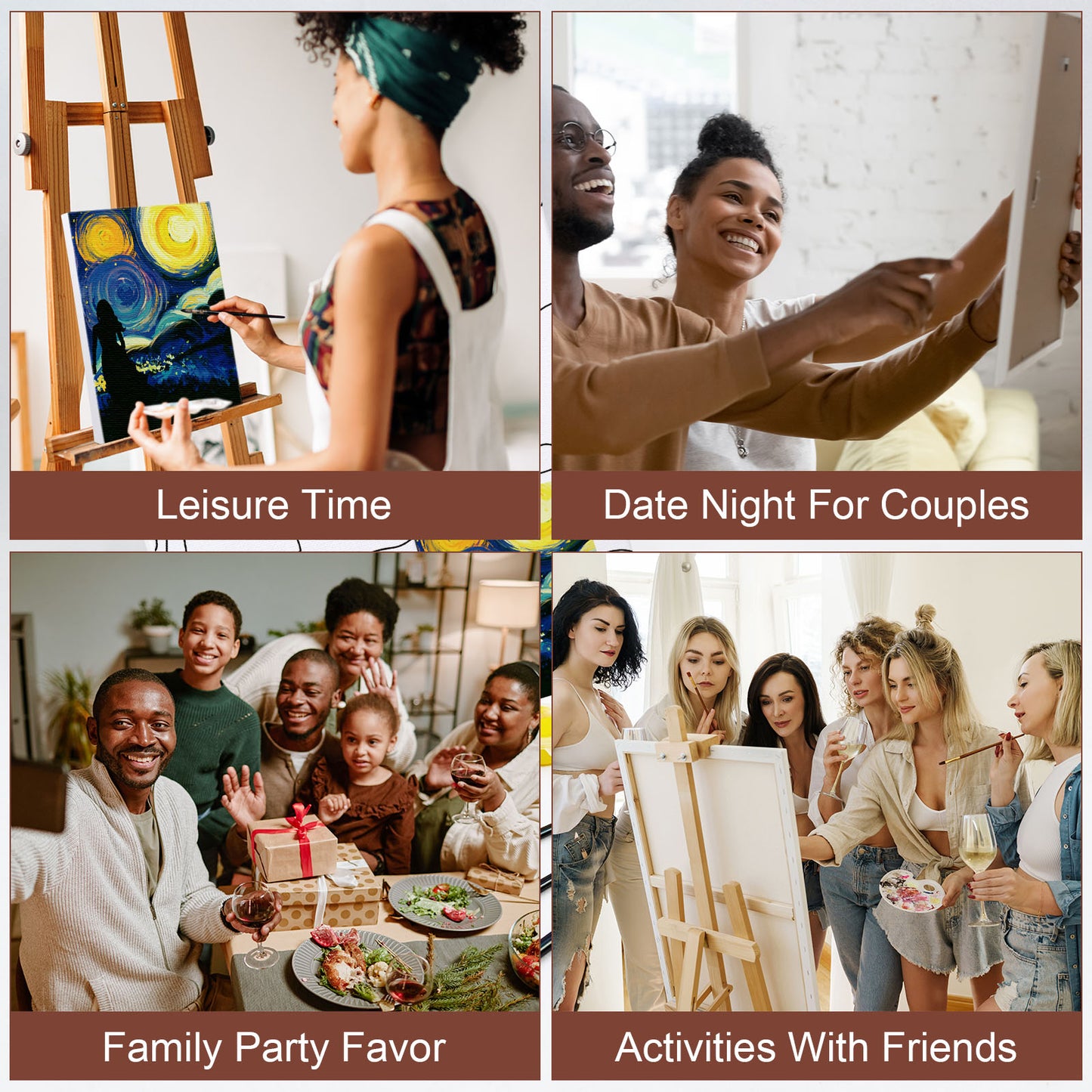 Starry Sky Couple Paint Party Kits Pre Drawn Canvas Paint and Sip for Adults