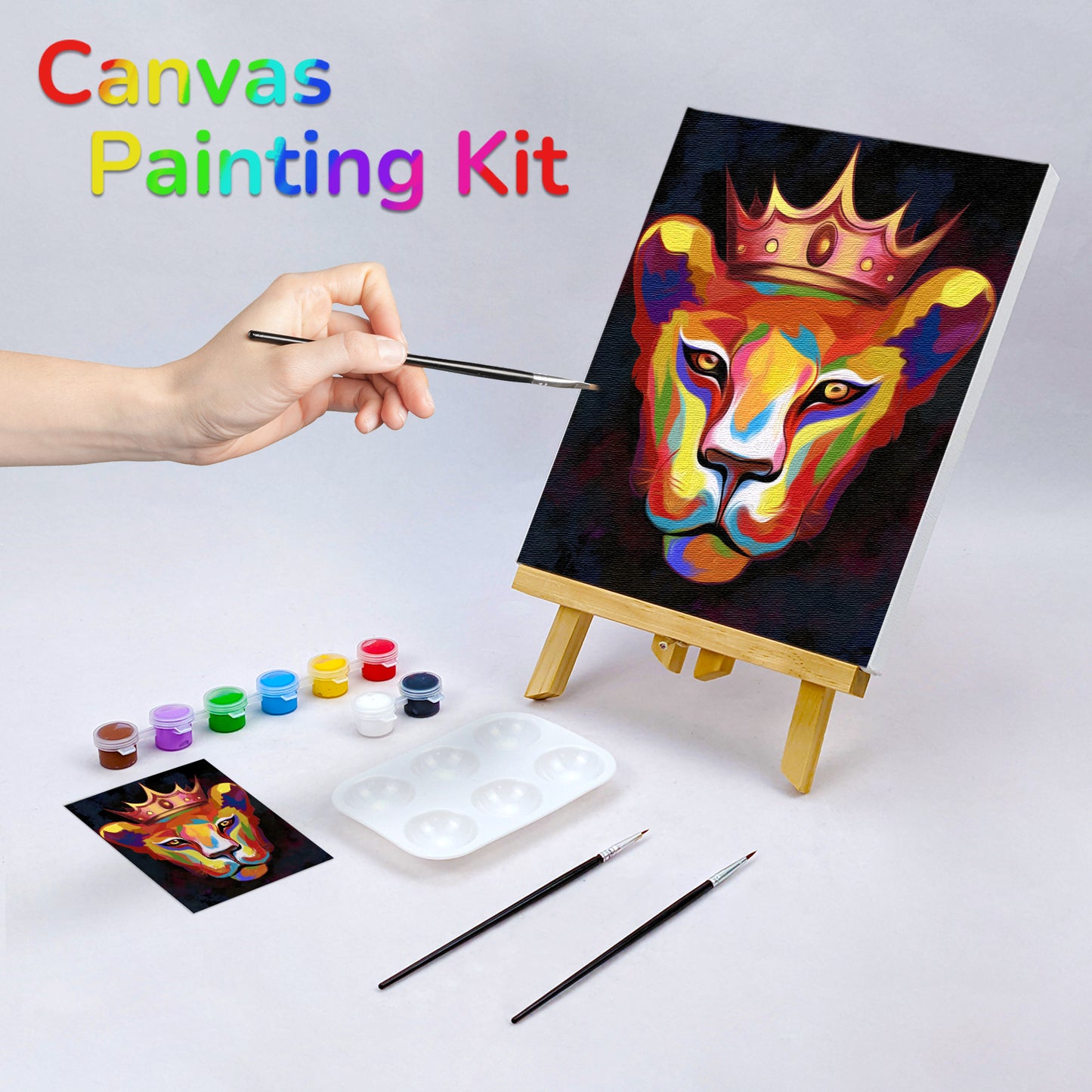 Lion Queen Paint Party Kits Pre Drawn Canvas Paint and Sip for Adults