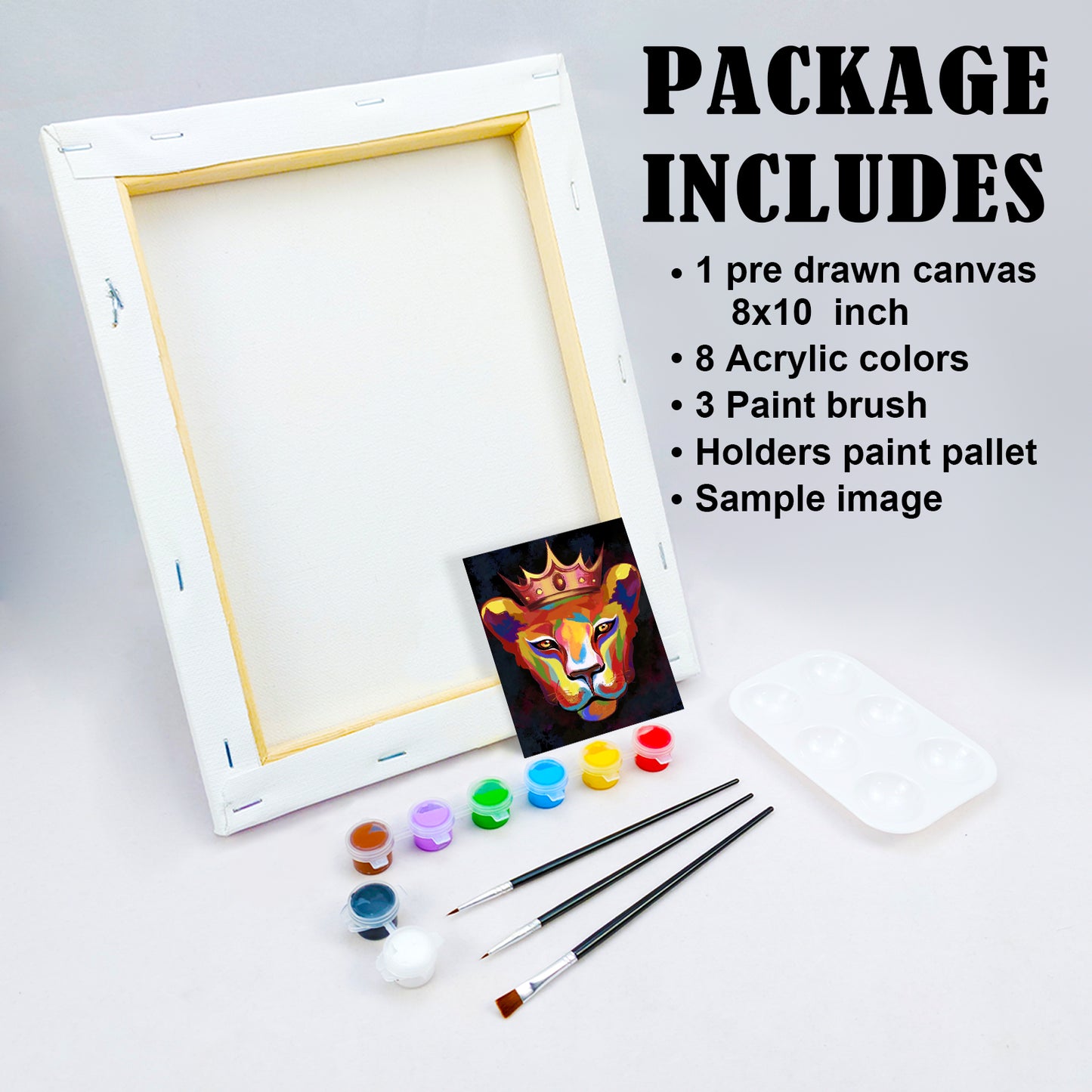 Lion Queen Paint Party Kits Pre Drawn Canvas Paint and Sip for Adults