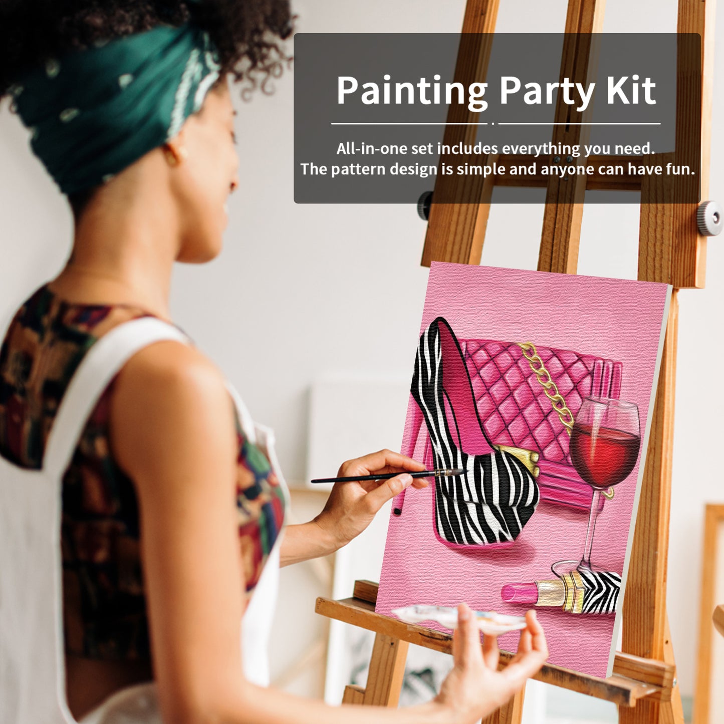 Heels and Bag Paint Party Kits Pre Drawn Canvas Paint and Sip for Adults