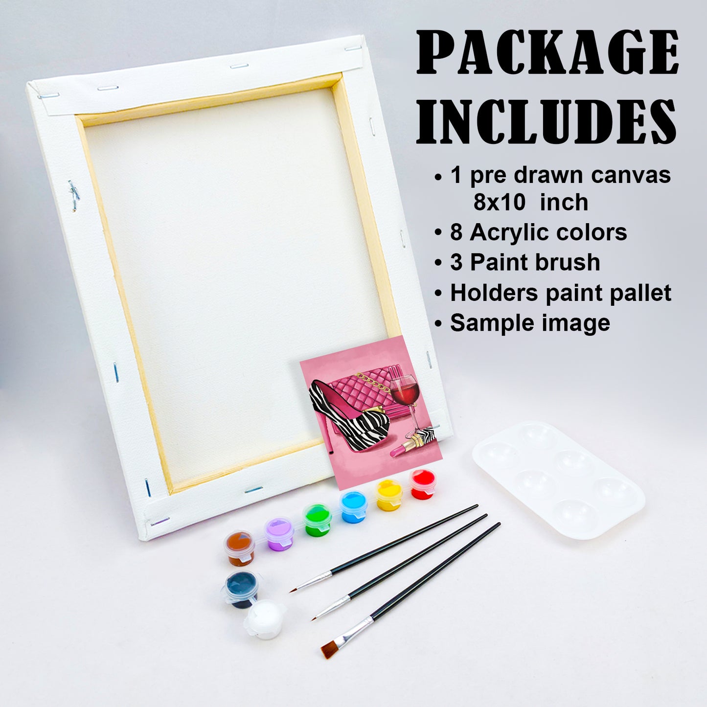 Heels and Bag Paint Party Kits Pre Drawn Canvas Paint and Sip for Adults