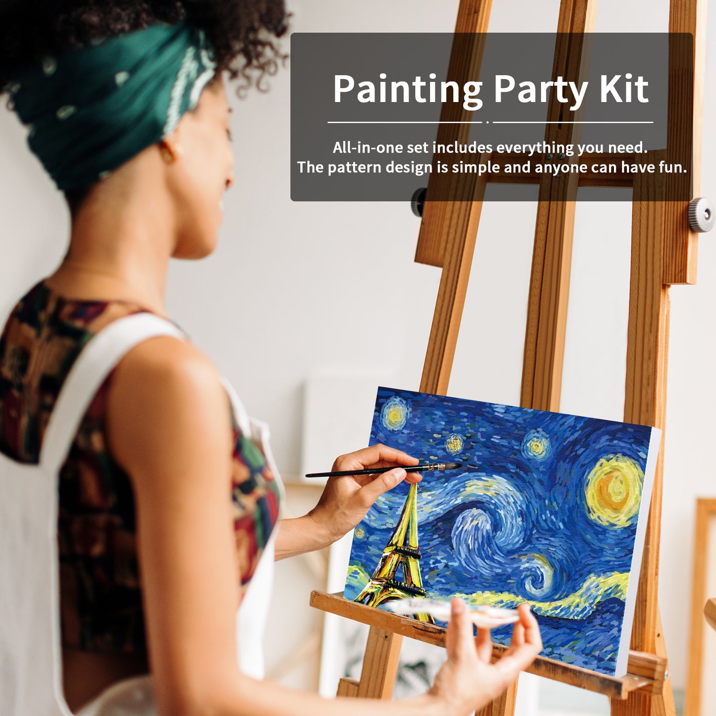 Eiffel Tower Paint Party Kits Pre Drawn Canvas Paint and Sip for Adults