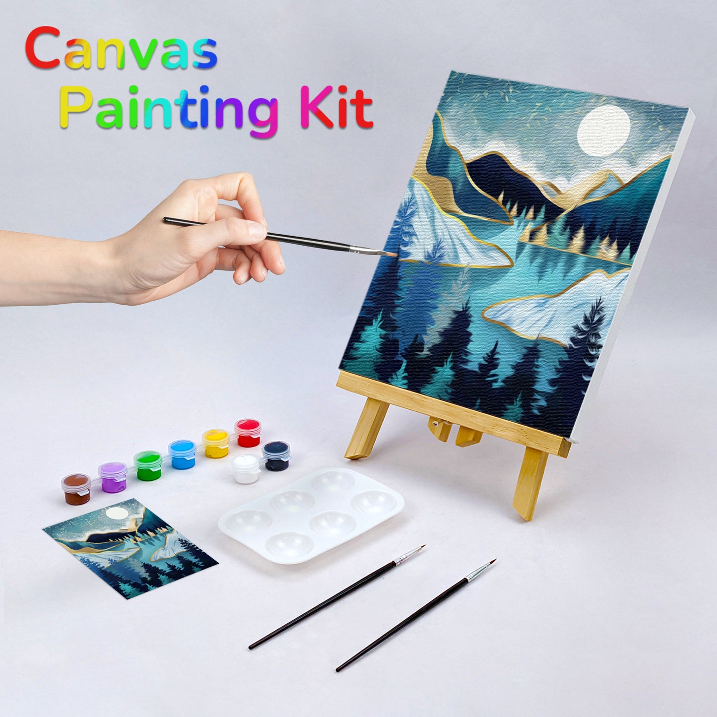 Moon Night Paint Party Kits Pre Drawn Canvas Paint and Sip for Adults