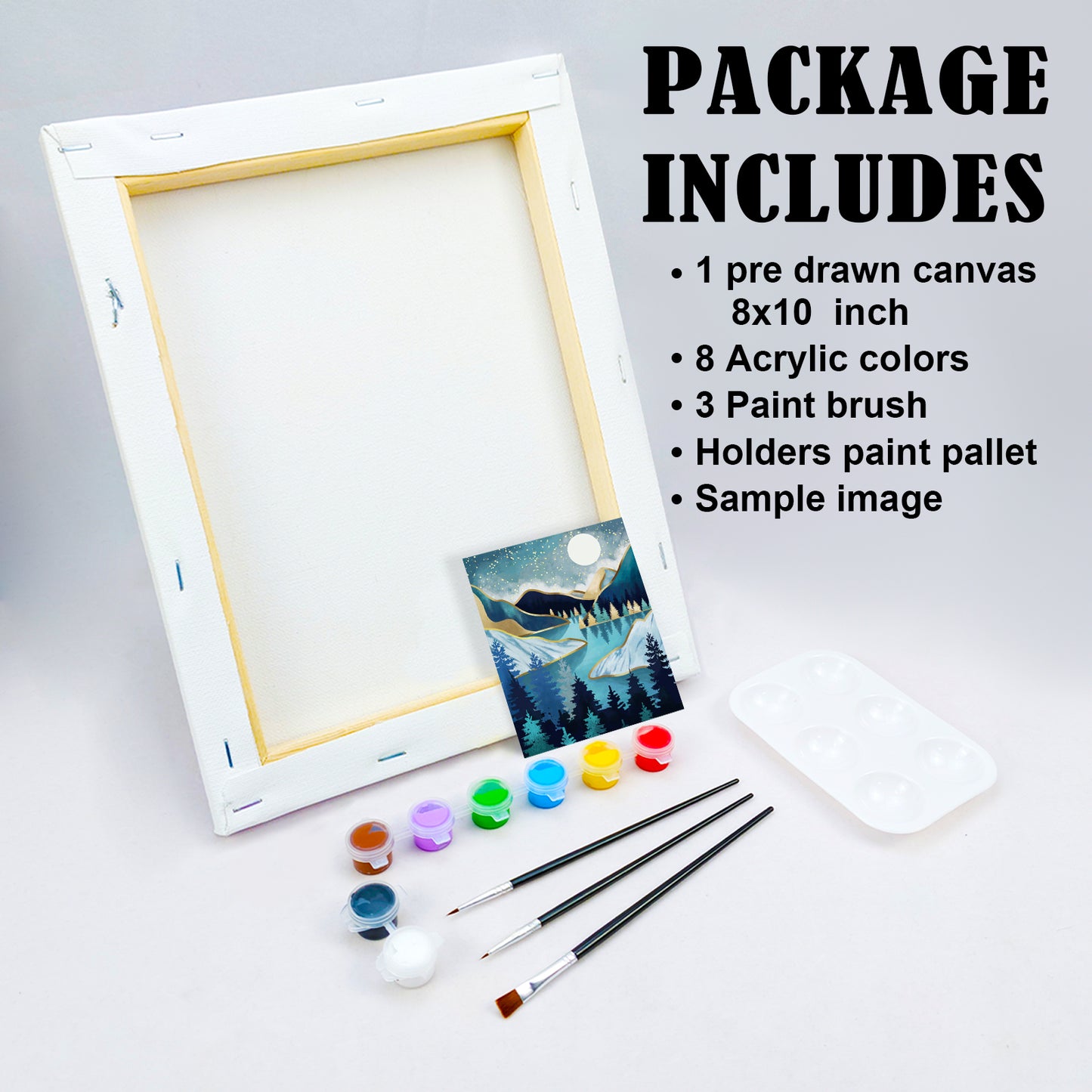 Moon Night Paint Party Kits Pre Drawn Canvas Paint and Sip for Adults