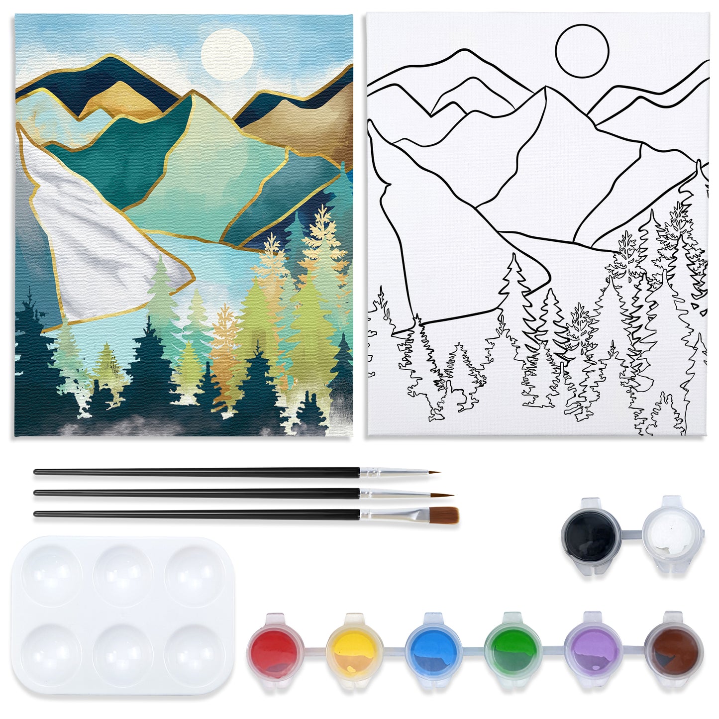 Moon Night Paint Party Kits Pre Drawn Canvas Paint and Sip for Adults