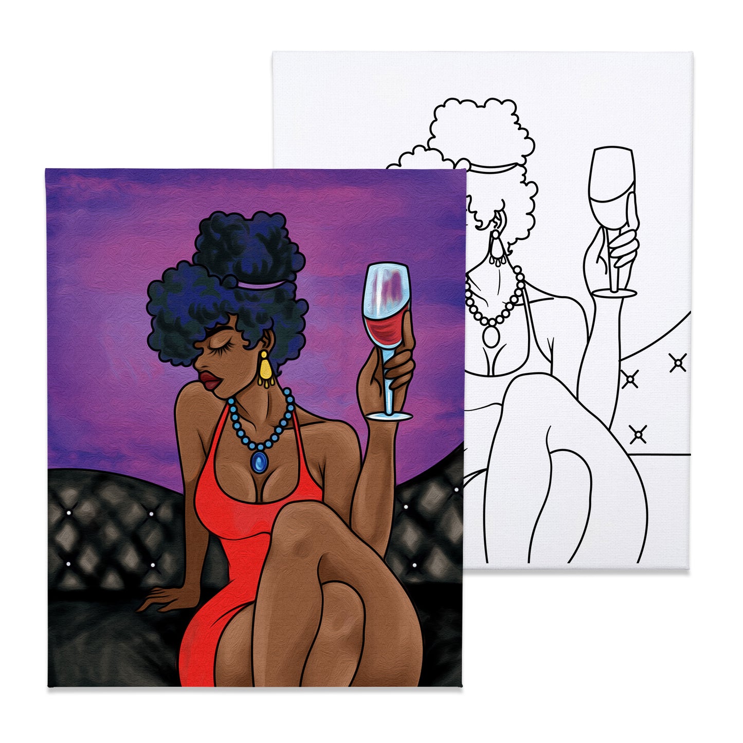 Chic Girl Paint Party Kits Pre Drawn Canvas Paint and Sip for Adults