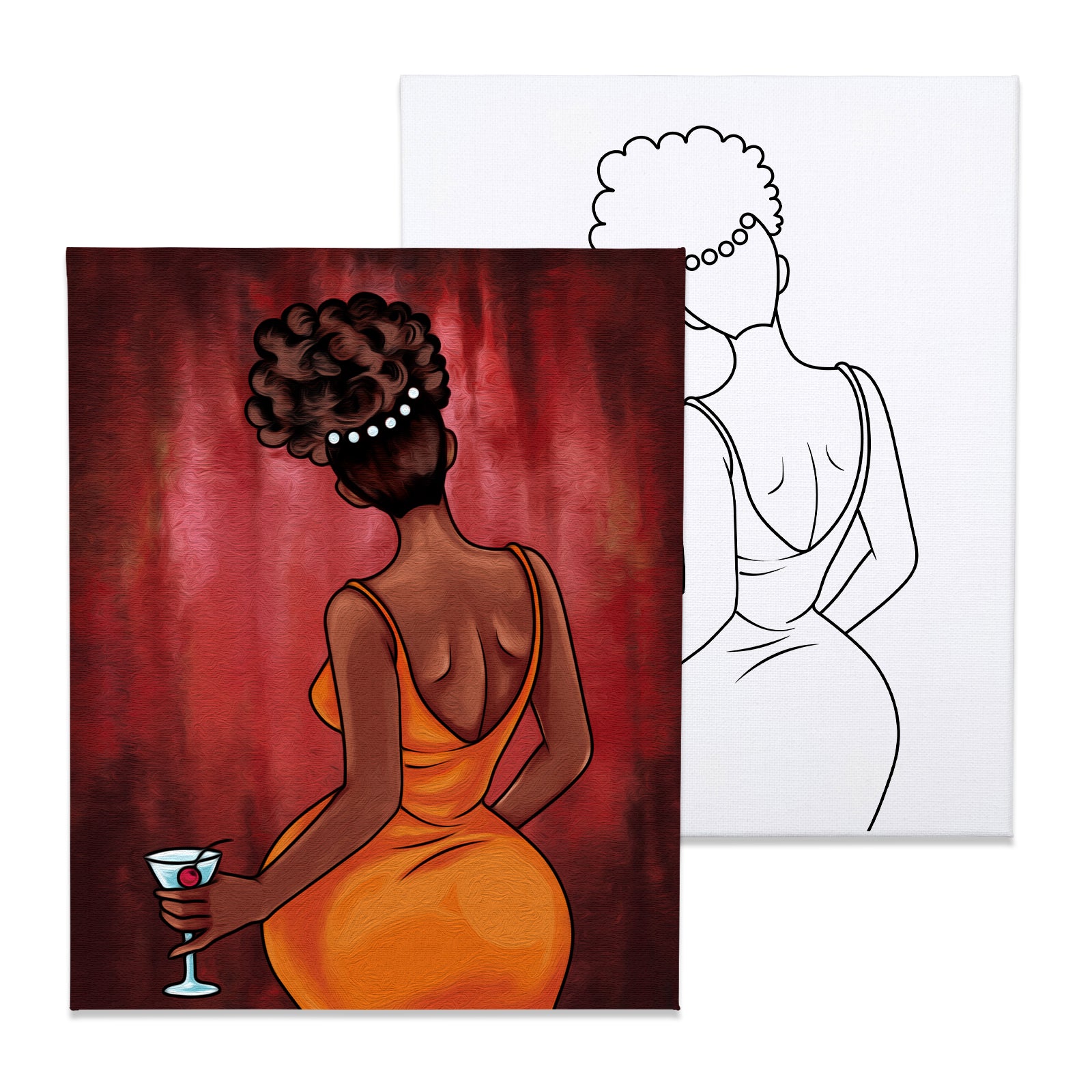 2 Pack Paint and Sip Canvas Painting Kit Pre Drawn Canvas for Painting for  Adult