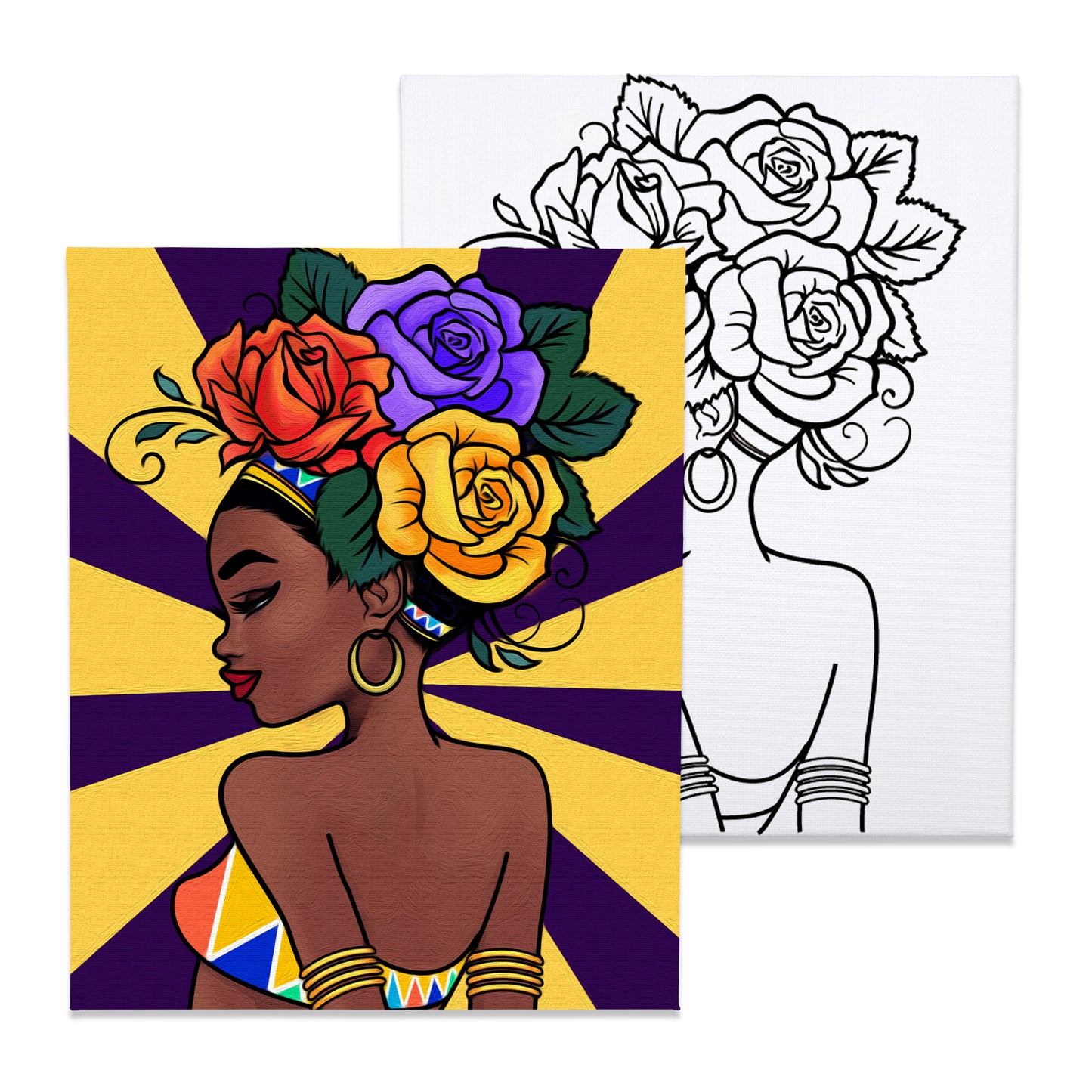 Flower Girl Paint Party Kits Pre Drawn Canvas Paint and Sip for Adults