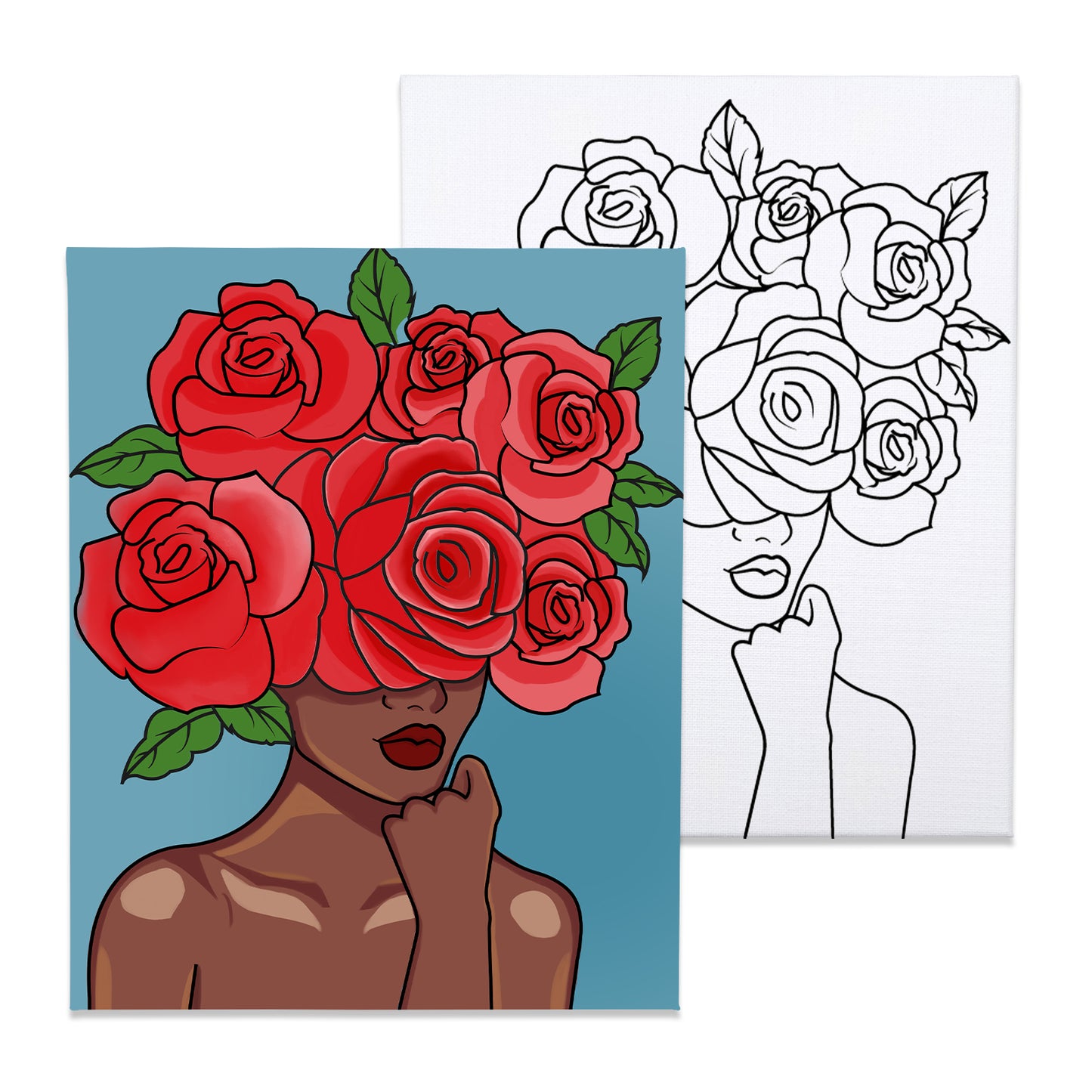 Flower Girl Paint Party Kits Pre Drawn Canvas Paint and Sip for Adults