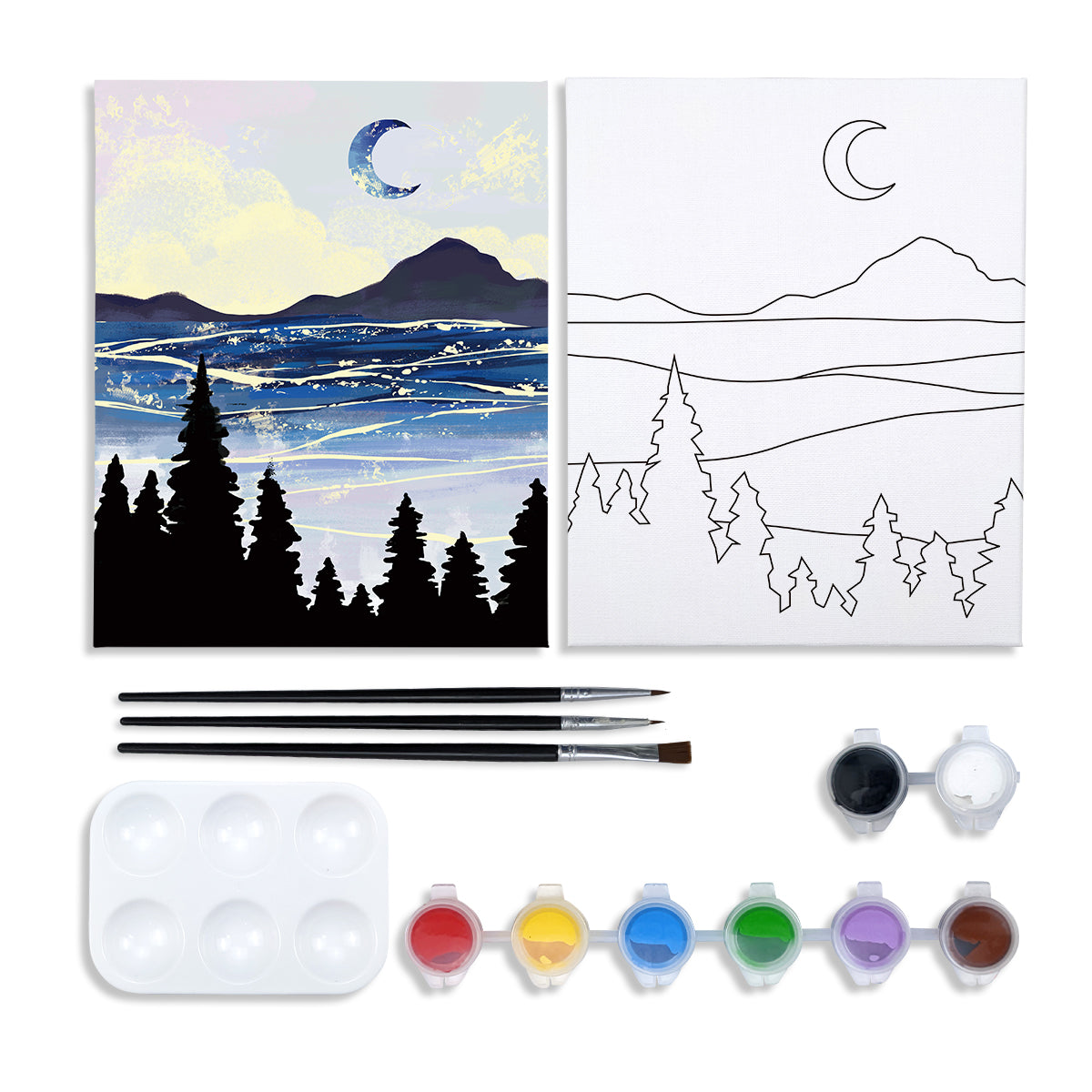Moonlit Night Paint Party Kits Pre Drawn Canvas Paint and Sip for Adults