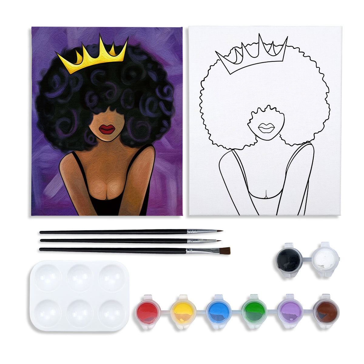 Queen Paint Party Kits Pre Drawn Canvas Paint and Sip for Adults