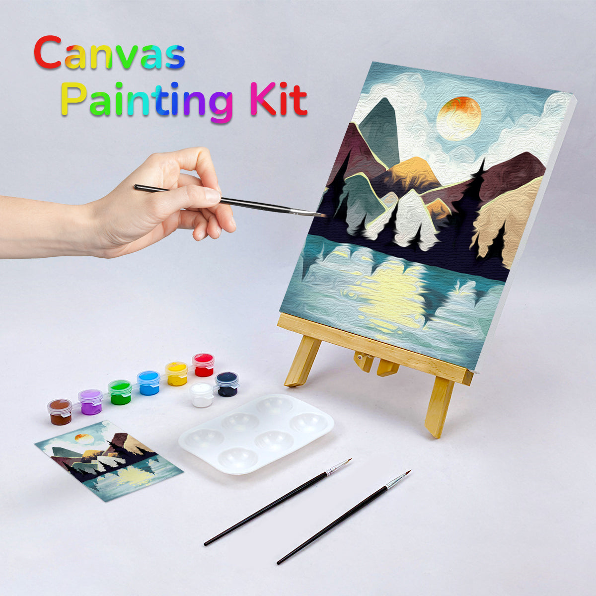 Moonlit Night Paint Party Kits Pre Drawn Canvas Paint and Sip for Adults