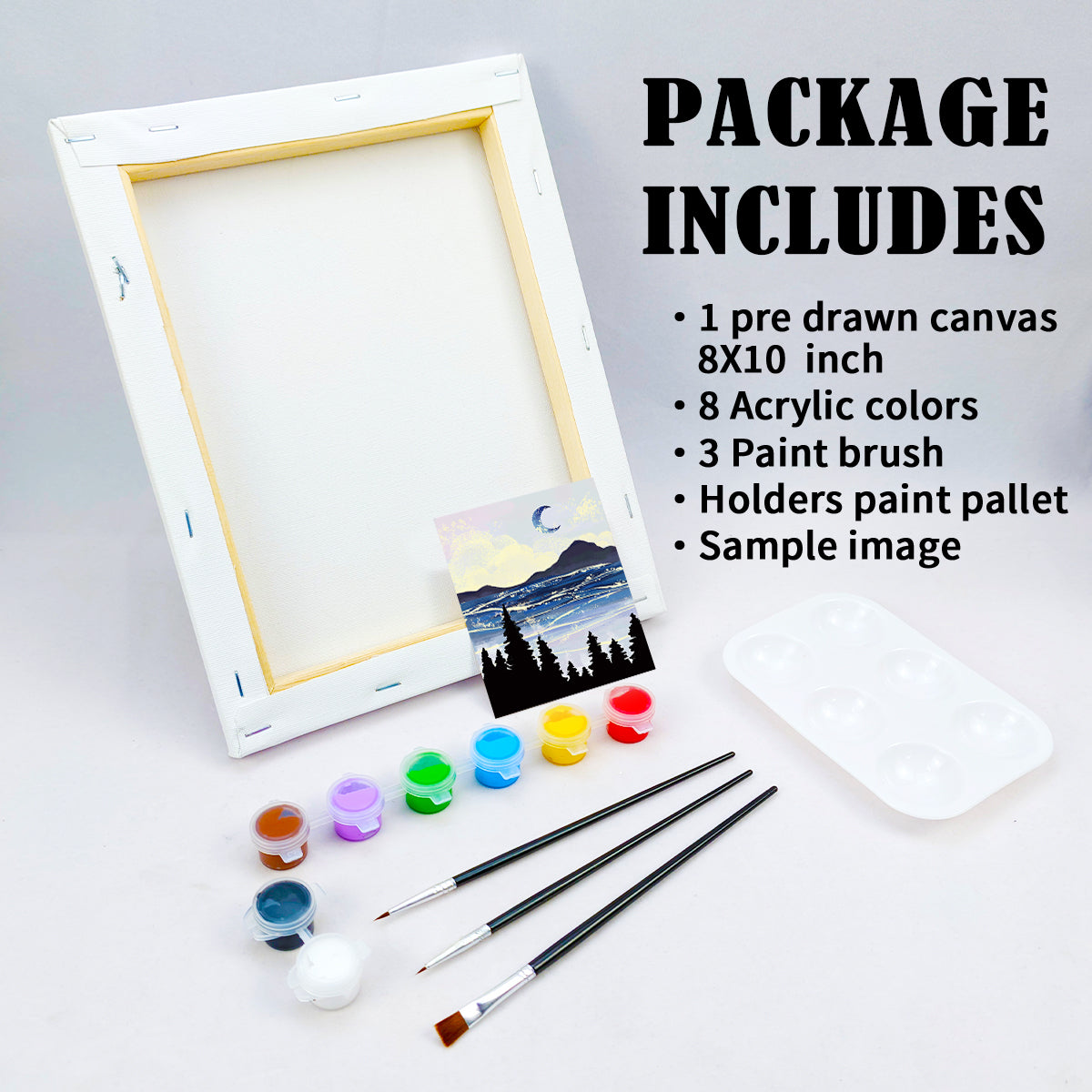 Moonlit Night Paint Party Kits Pre Drawn Canvas Paint and Sip for Adults