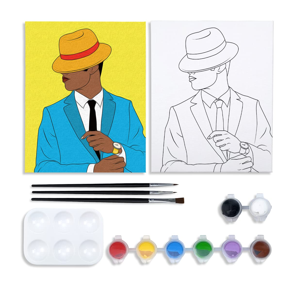Gentlemen Paint Party Kits Pre Drawn Canvas Paint and Sip for Adults