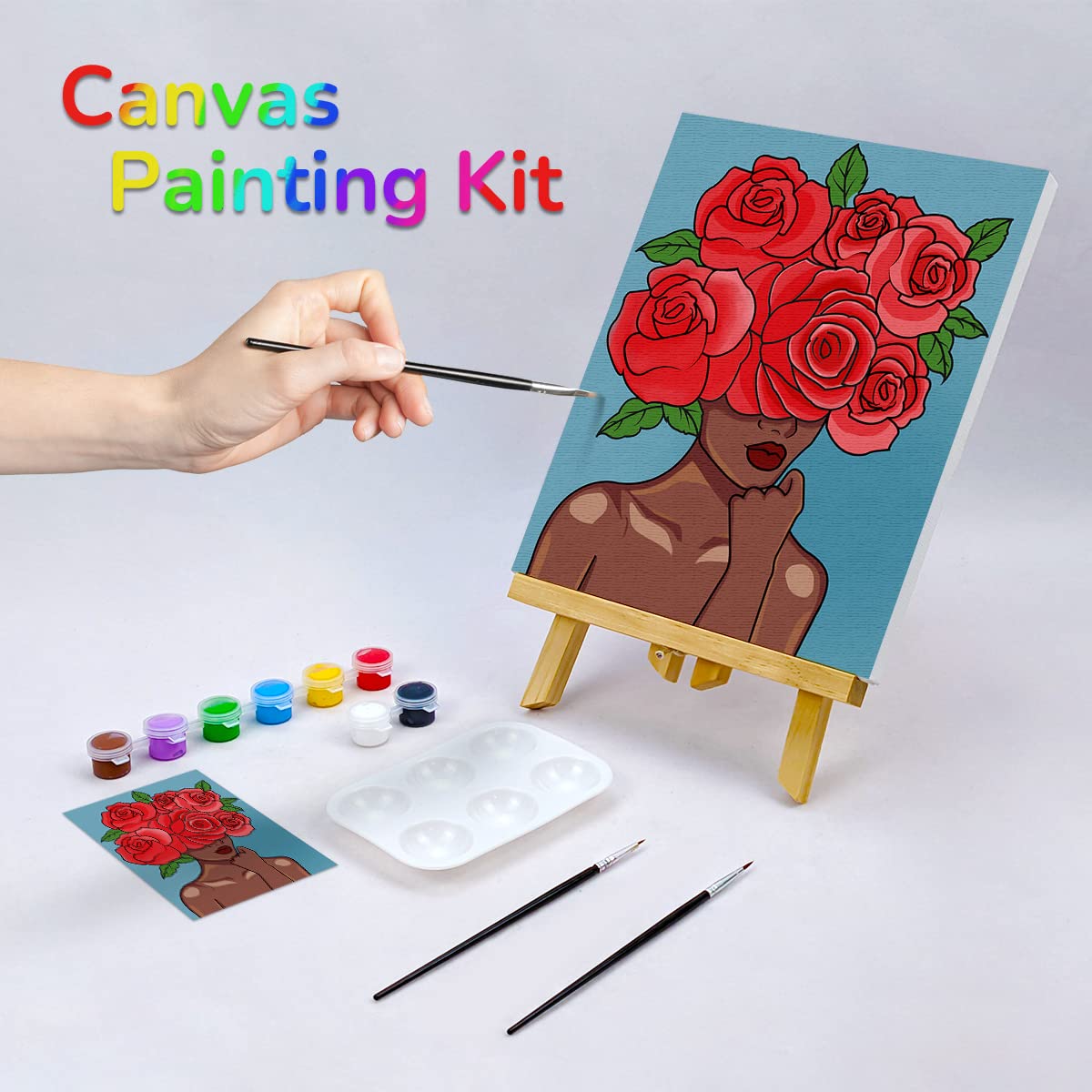 Flower Girl Paint Party Kits Pre Drawn Canvas Paint and Sip for Adults