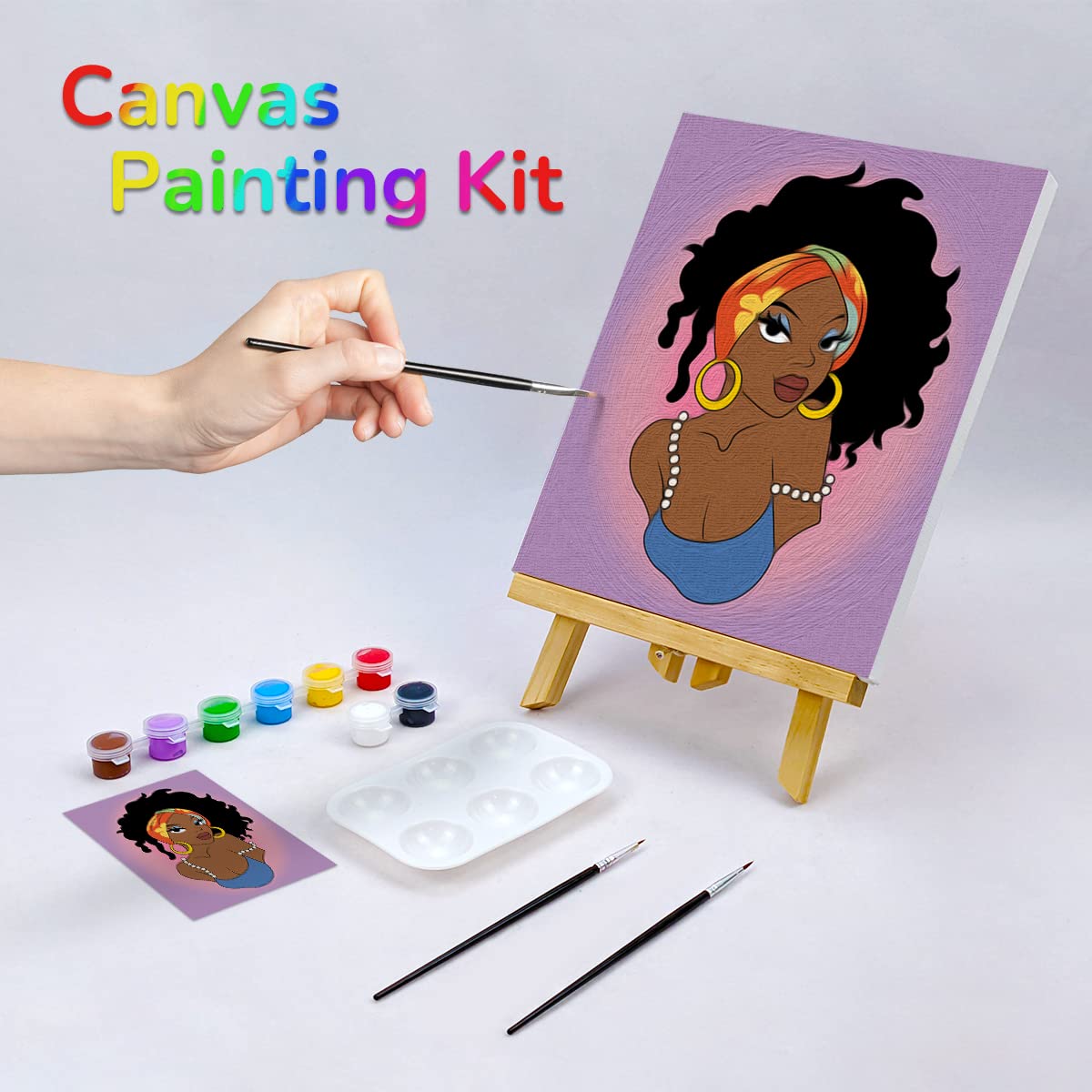 Afro Queen Paint Party Kits Pre Drawn Canvas Paint and Sip for Adults