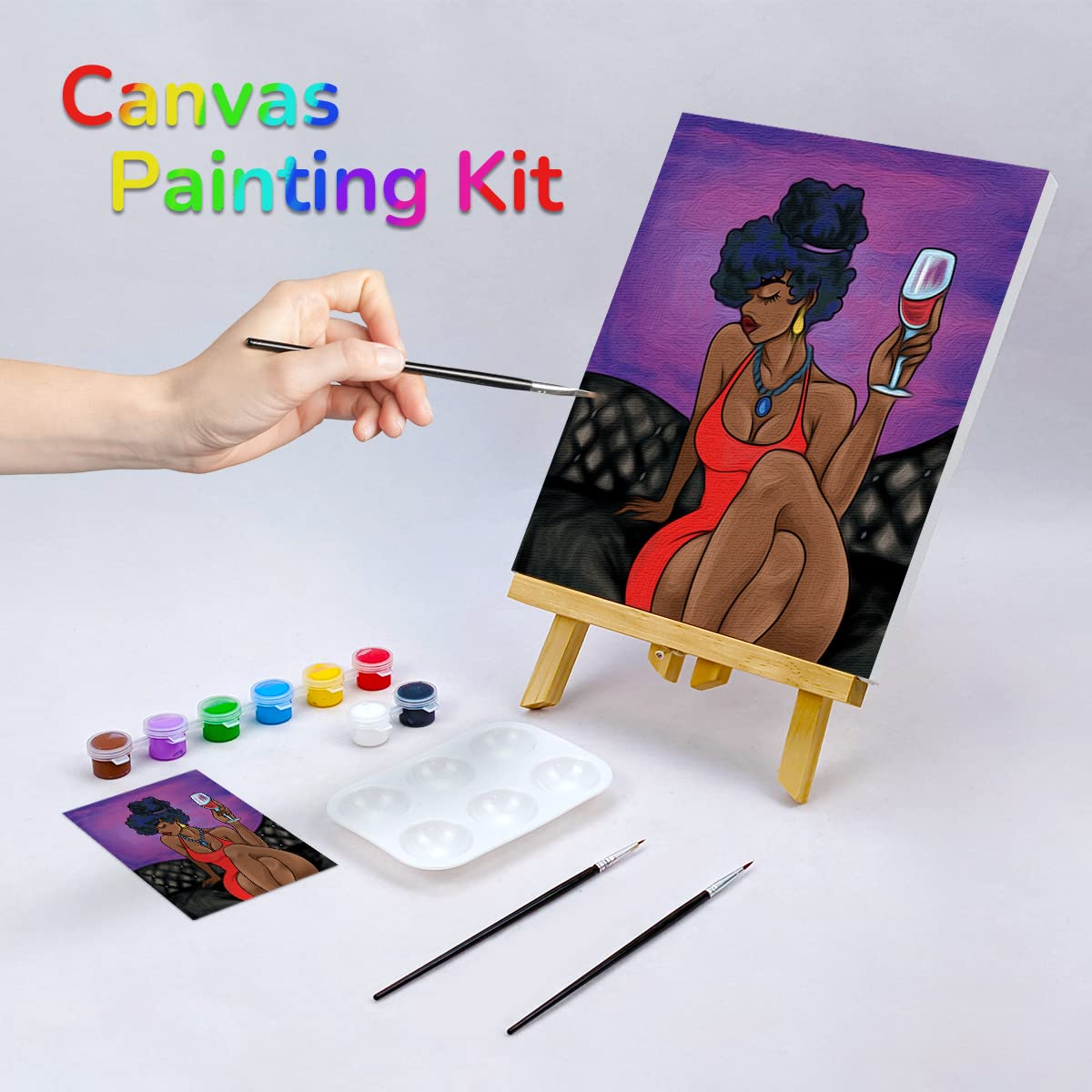 Chic Girl Paint Party Kits Pre Drawn Canvas Paint and Sip for Adults