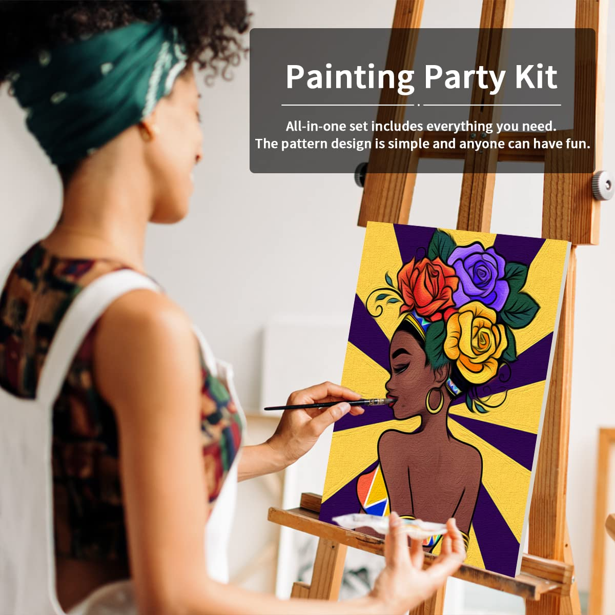 Flower Girl Paint Party Kits Pre Drawn Canvas Paint and Sip for Adults