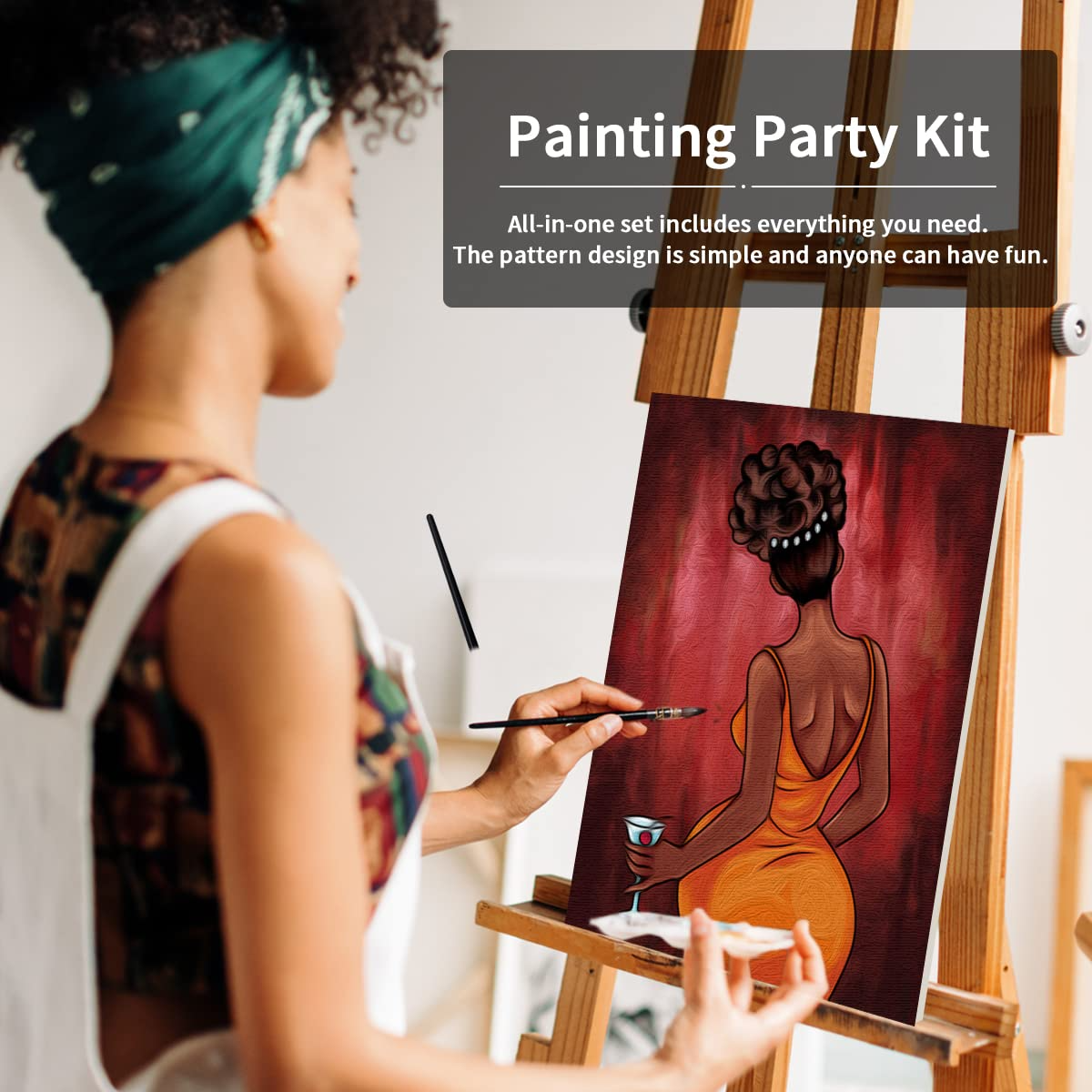 Chic Girl Paint Party Kits Pre Drawn Canvas Paint and Sip for Adults