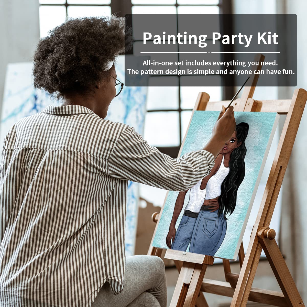 Couples Paint Party Kits Pre Drawn Canvas Paint and Sip for Adults
