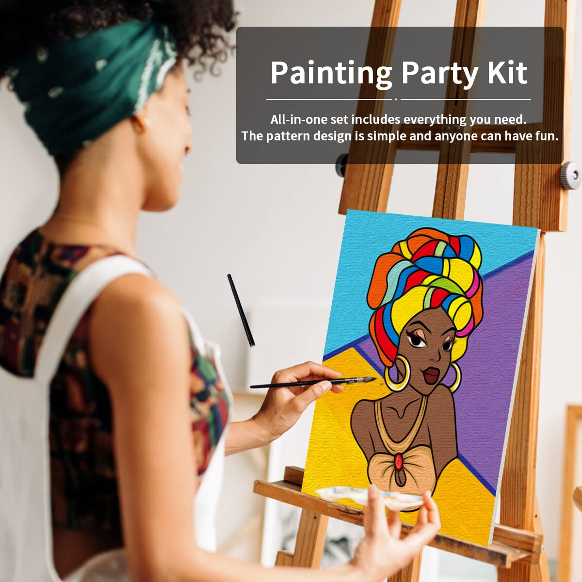 Girl Paint Party Kits Pre Drawn Canvas Paint and Sip for Adults