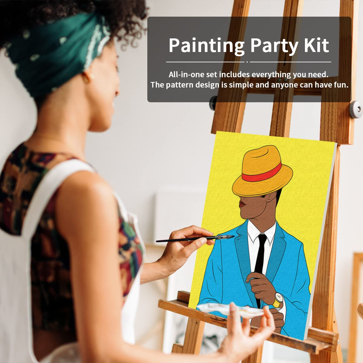 Gentlemen Paint Party Kits Pre Drawn Canvas Paint and Sip for Adults