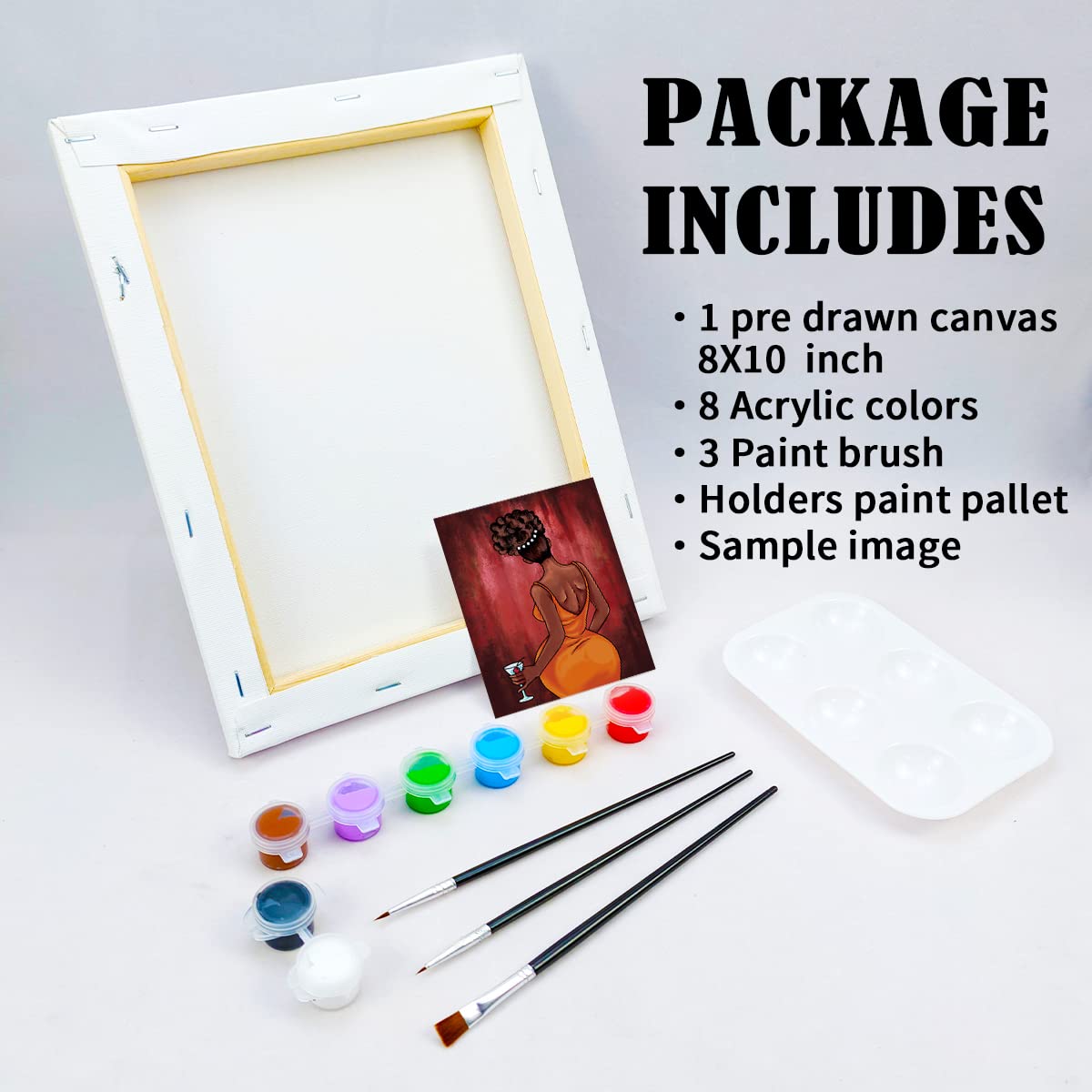 Chic Girl Paint Party Kits Pre Drawn Canvas Paint and Sip for Adults