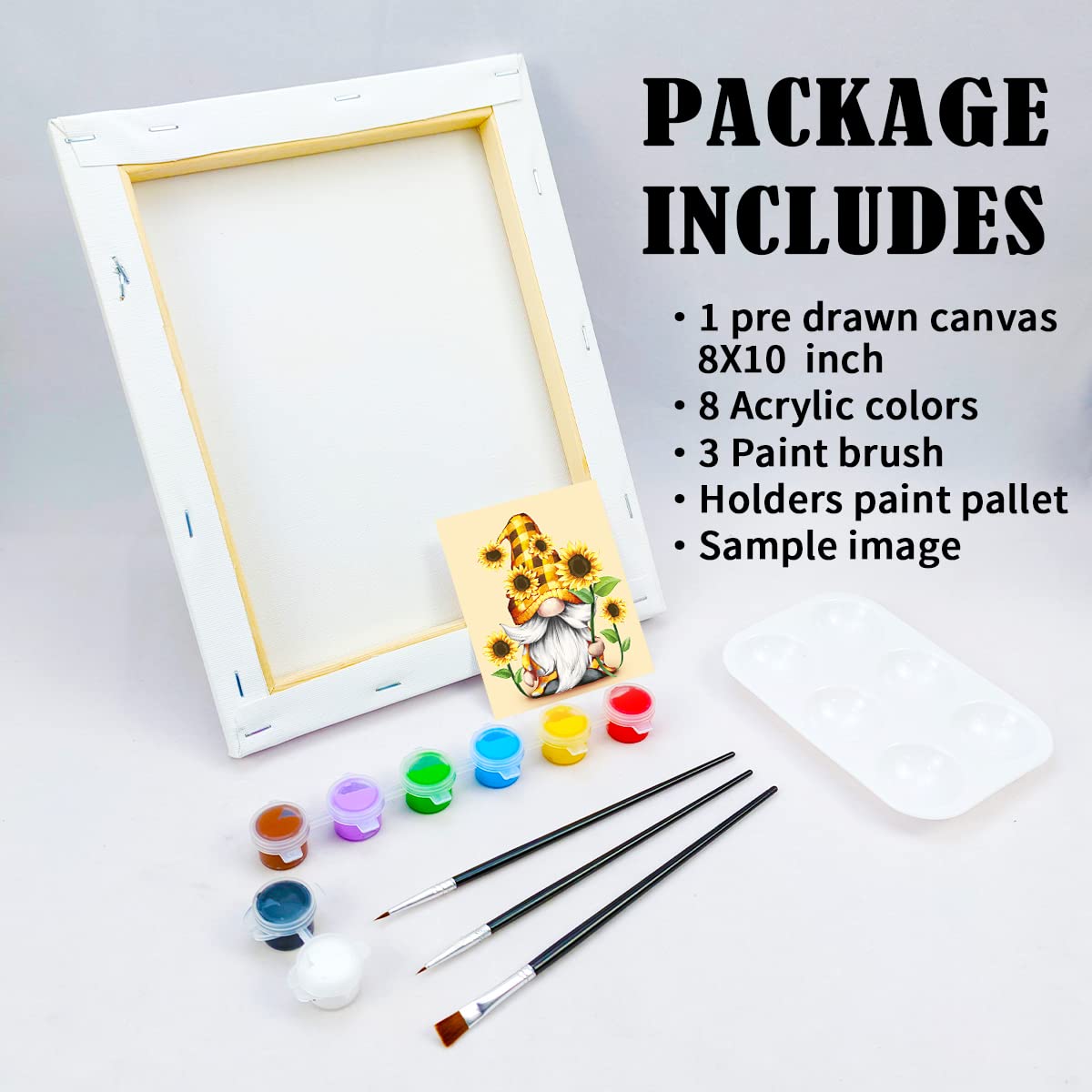 Sunflower Gnome Paint Party Kits Pre Drawn Canvas Paint and Sip for Adults