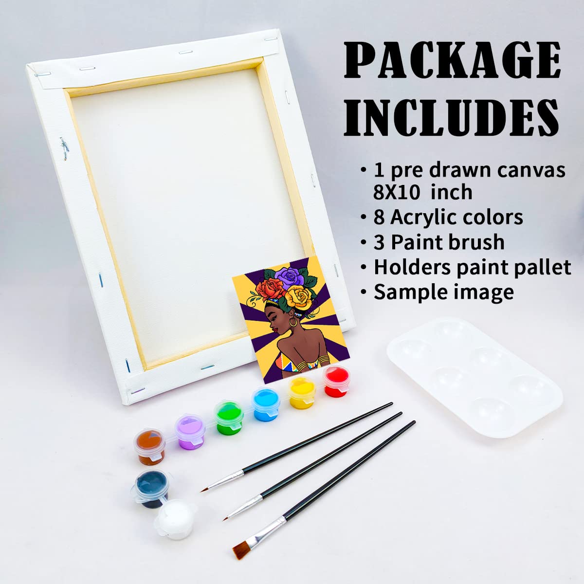 Flower Girl Paint Party Kits Pre Drawn Canvas Paint and Sip for Adults
