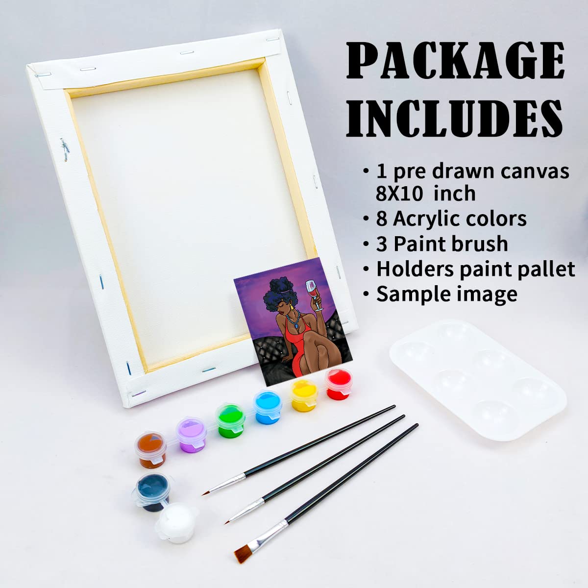 Chic Girl Paint Party Kits Pre Drawn Canvas Paint and Sip for Adults