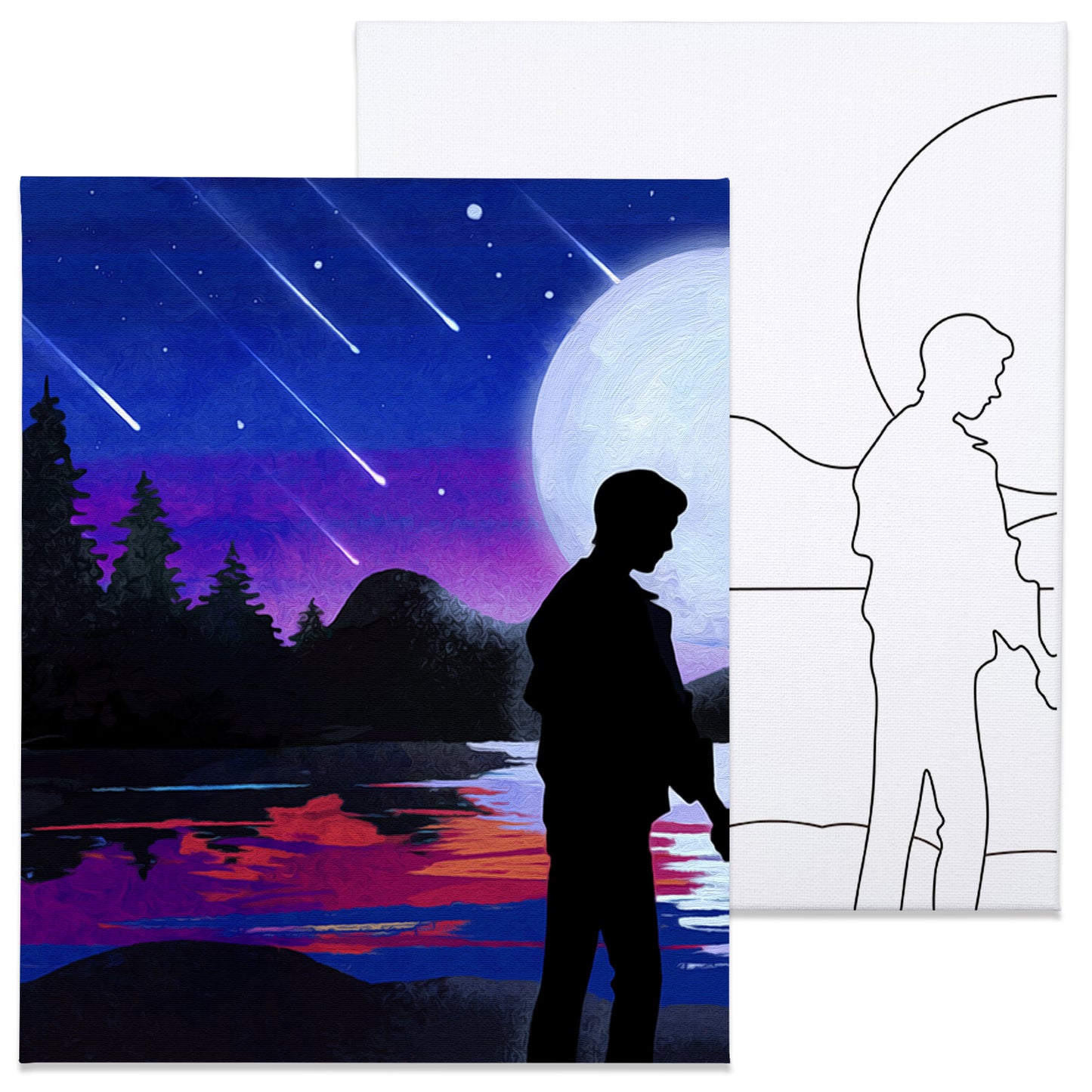 Starry Night Couple Paint Party Kits Pre Drawn Canvas Paint and Sip for Adults