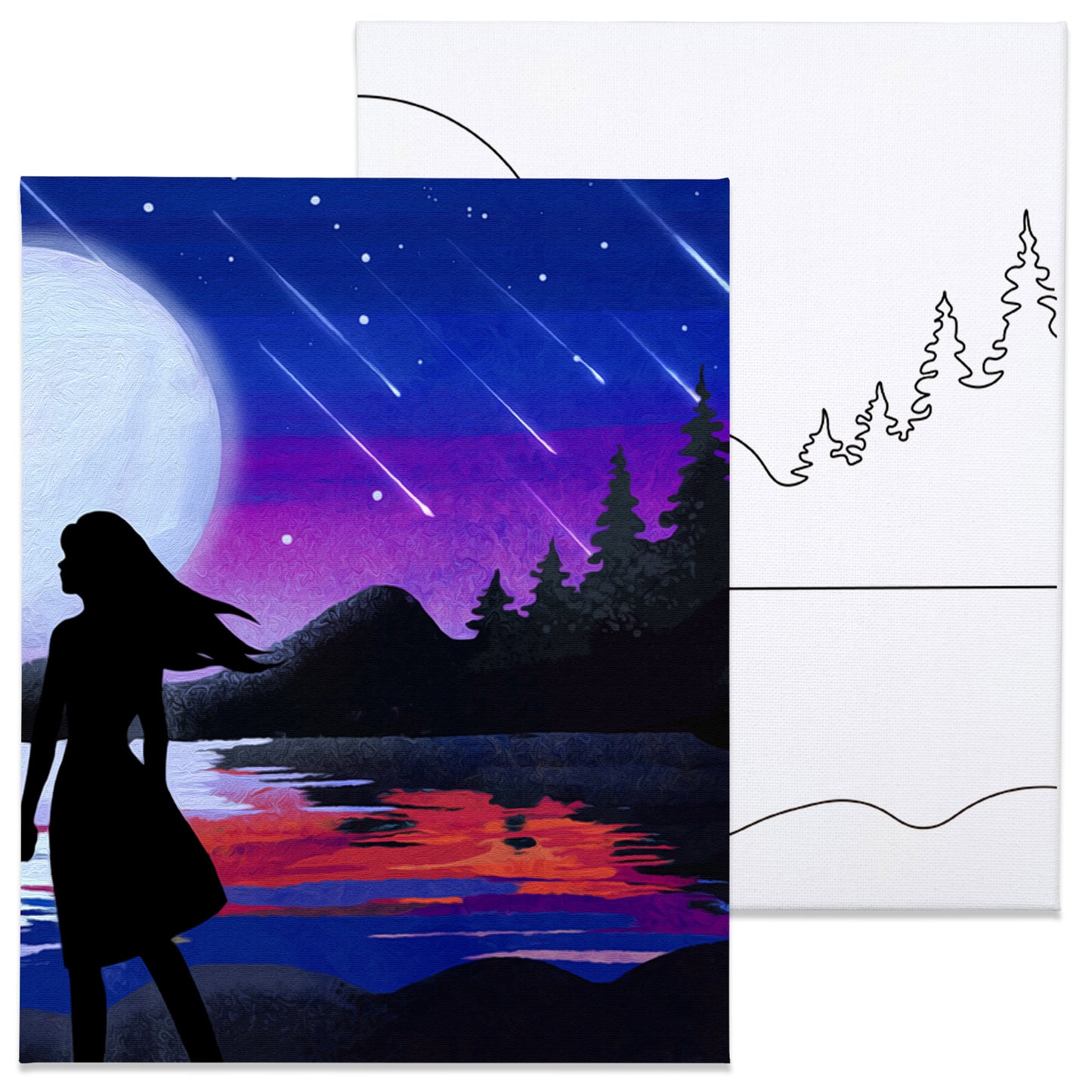 Starry Night Couple Paint Party Kits Pre Drawn Canvas Paint and Sip for Adults
