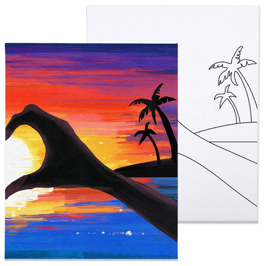 Sunset Heart Paint Party Kits Pre Drawn Canvas Paint and Sip for Adults