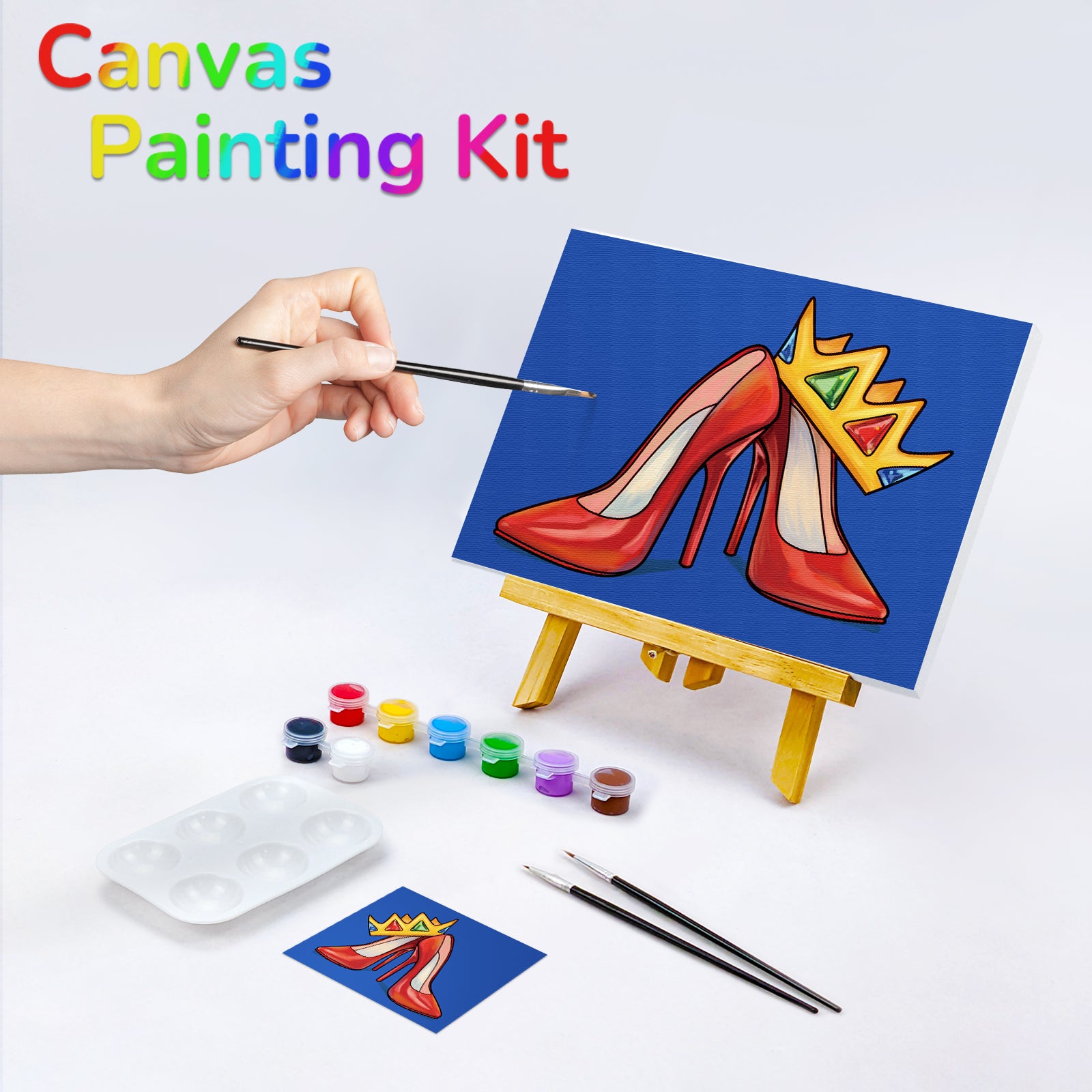 High Heel and Crown Paint Party Kits Pre Drawn Canvas Paint and Sip fo