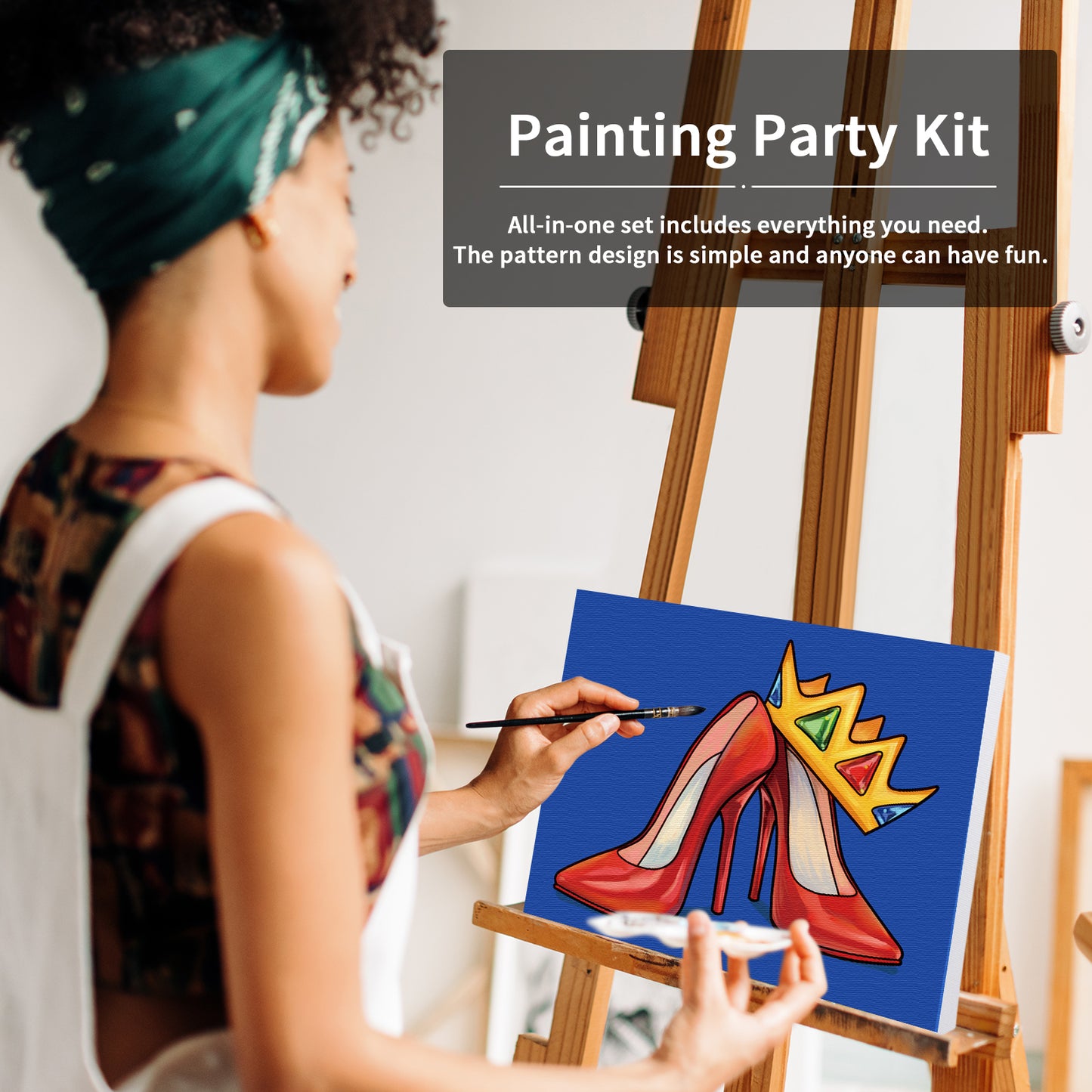 High Heel and Crown Paint Party Kits Pre Drawn Canvas Paint and Sip for Adults