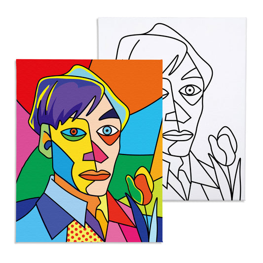 Picasso Style Man Paint Party Kits Pre Drawn Canvas Paint and Sip for Adults