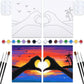 VOCHIC Sip and Paint Kit,Pre Drawn Canvas Couples Paint Party Kit Painting Art Set for Adults Date Night Sunset Heart 2 Pack (8 x 10 Inches)